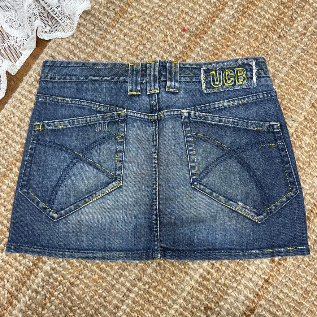 Dark blue denim 2000s vintage mini skirt