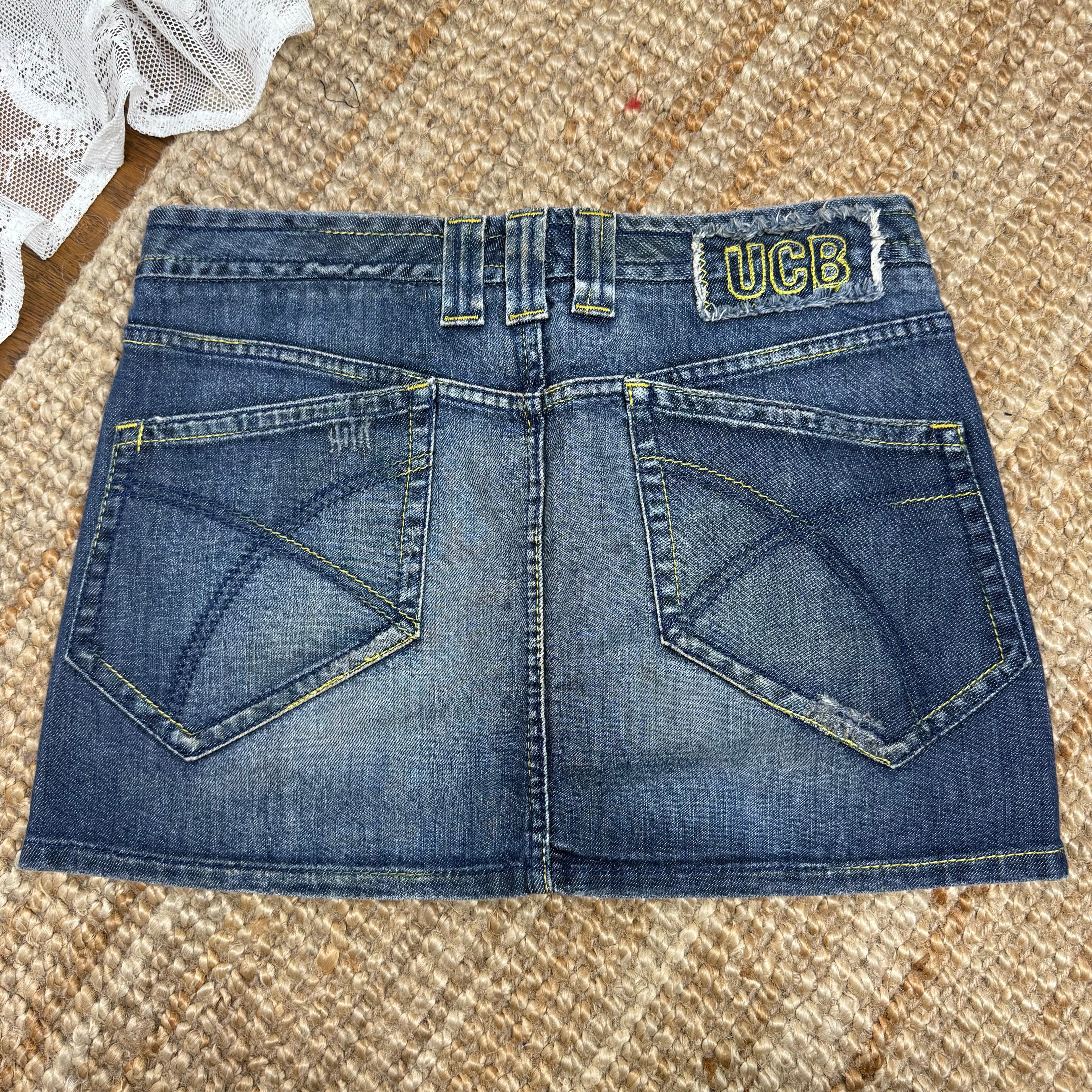 Dark blue denim 2000s vintage mini skirt