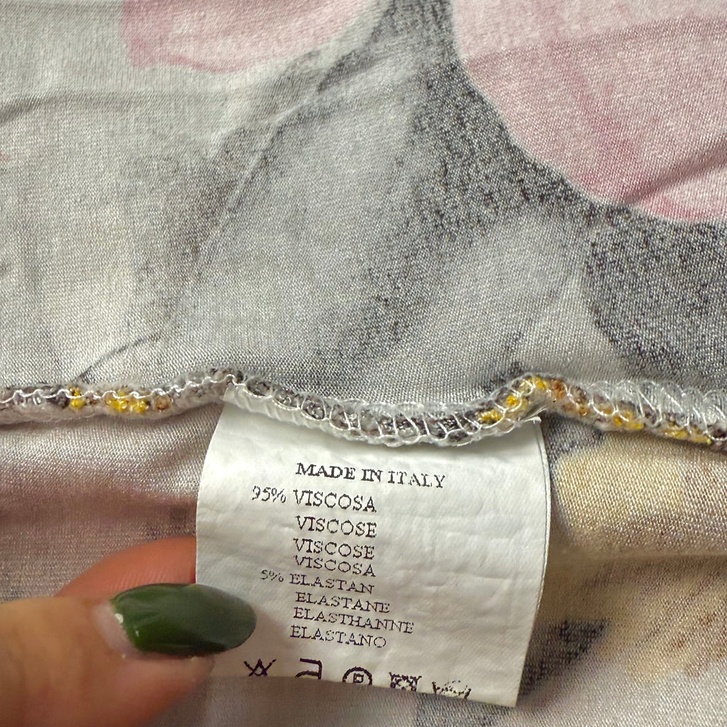 Multicoloured patterned wrap top