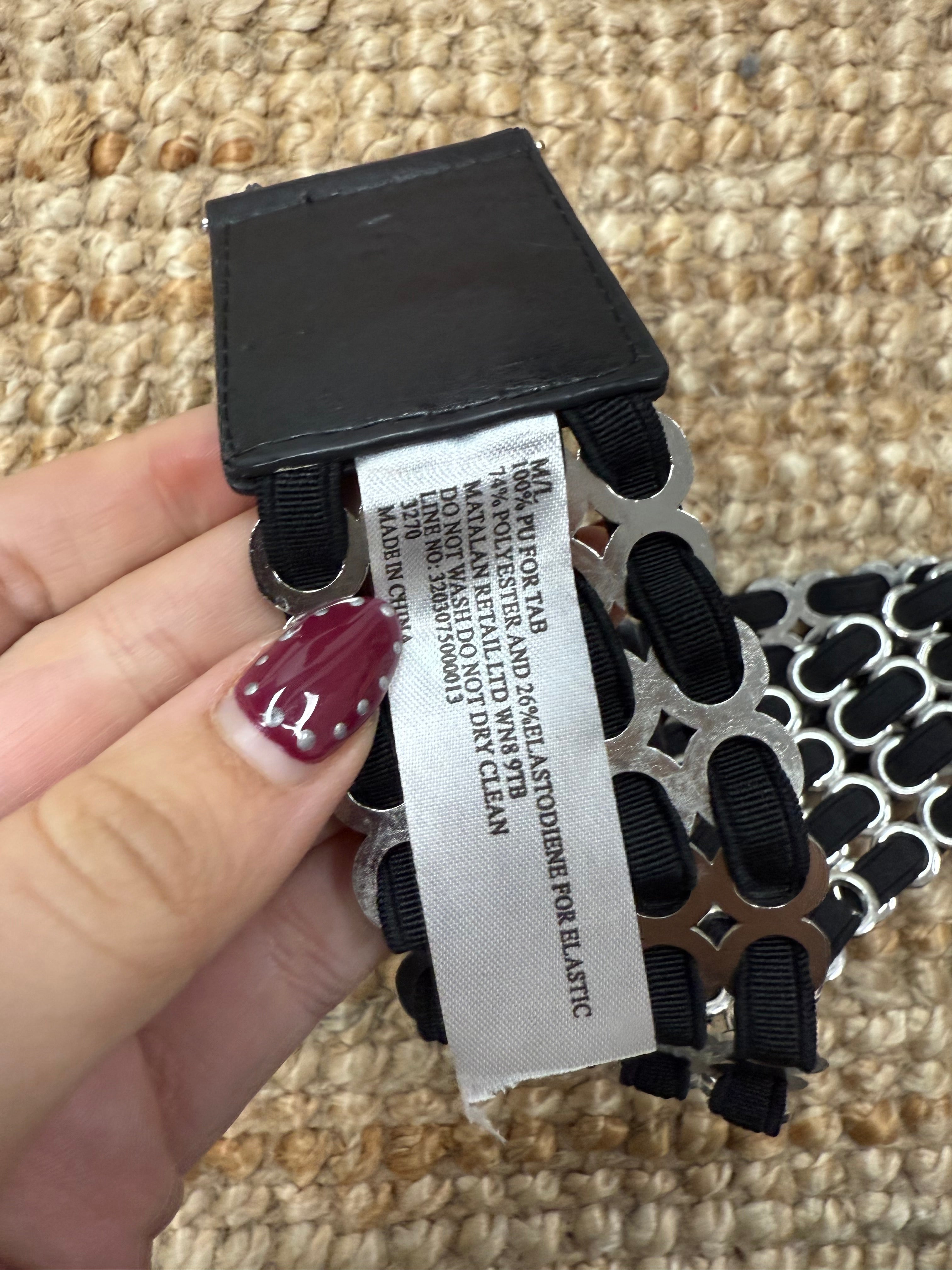 Black and silver elasticated belt