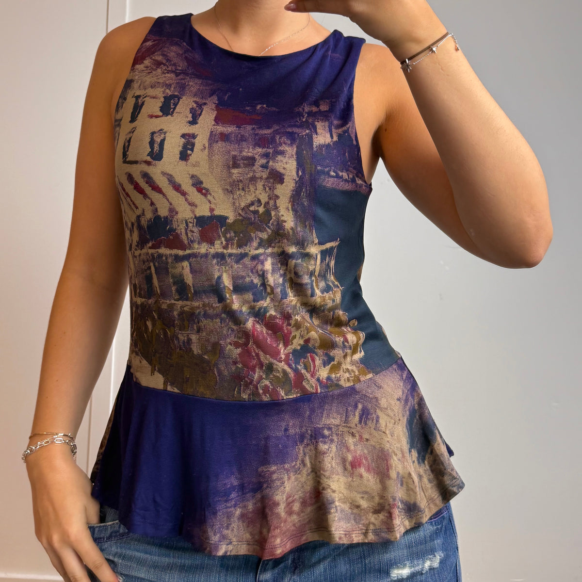 Floaty graphic patterned top