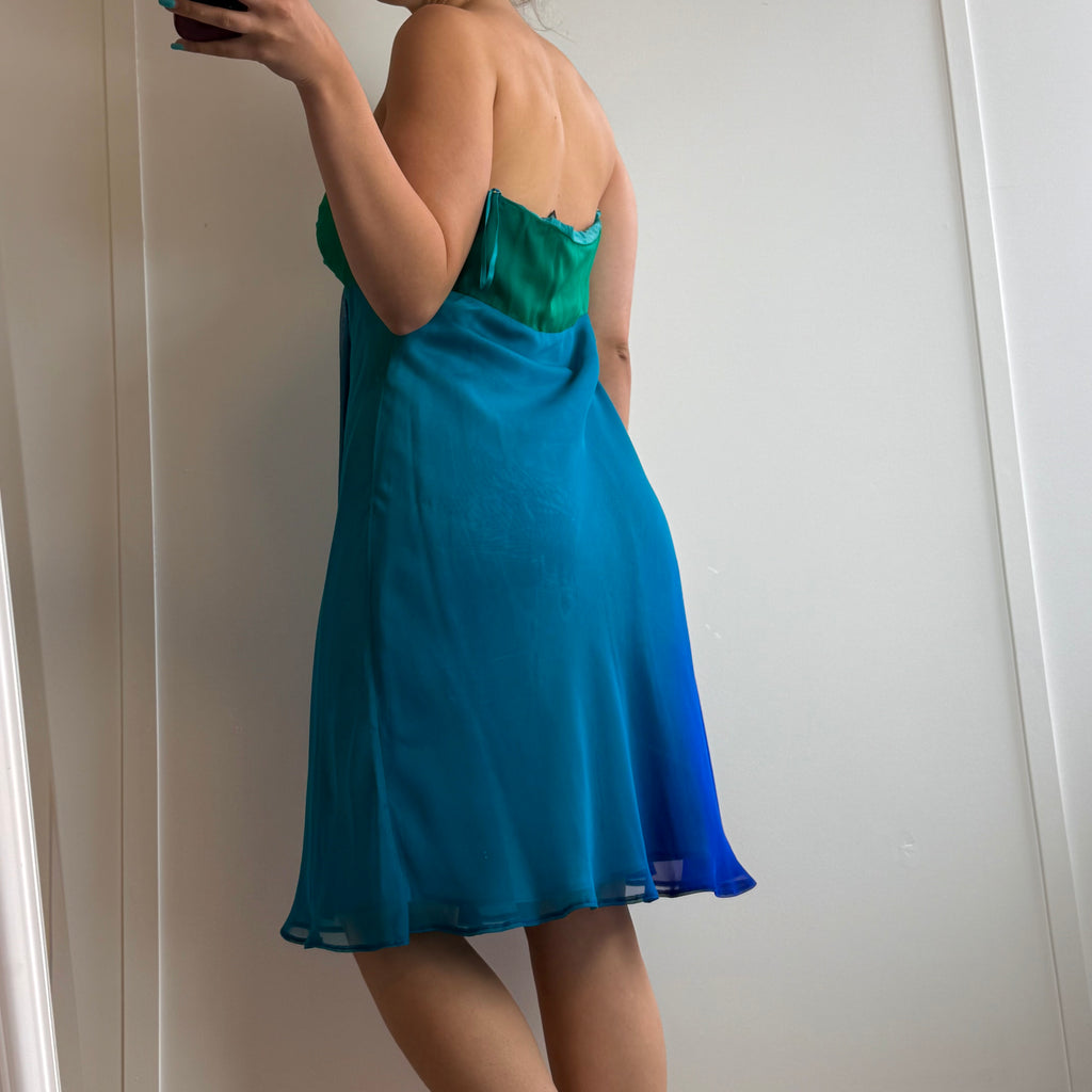 Blue and green mesh 2000s dress
