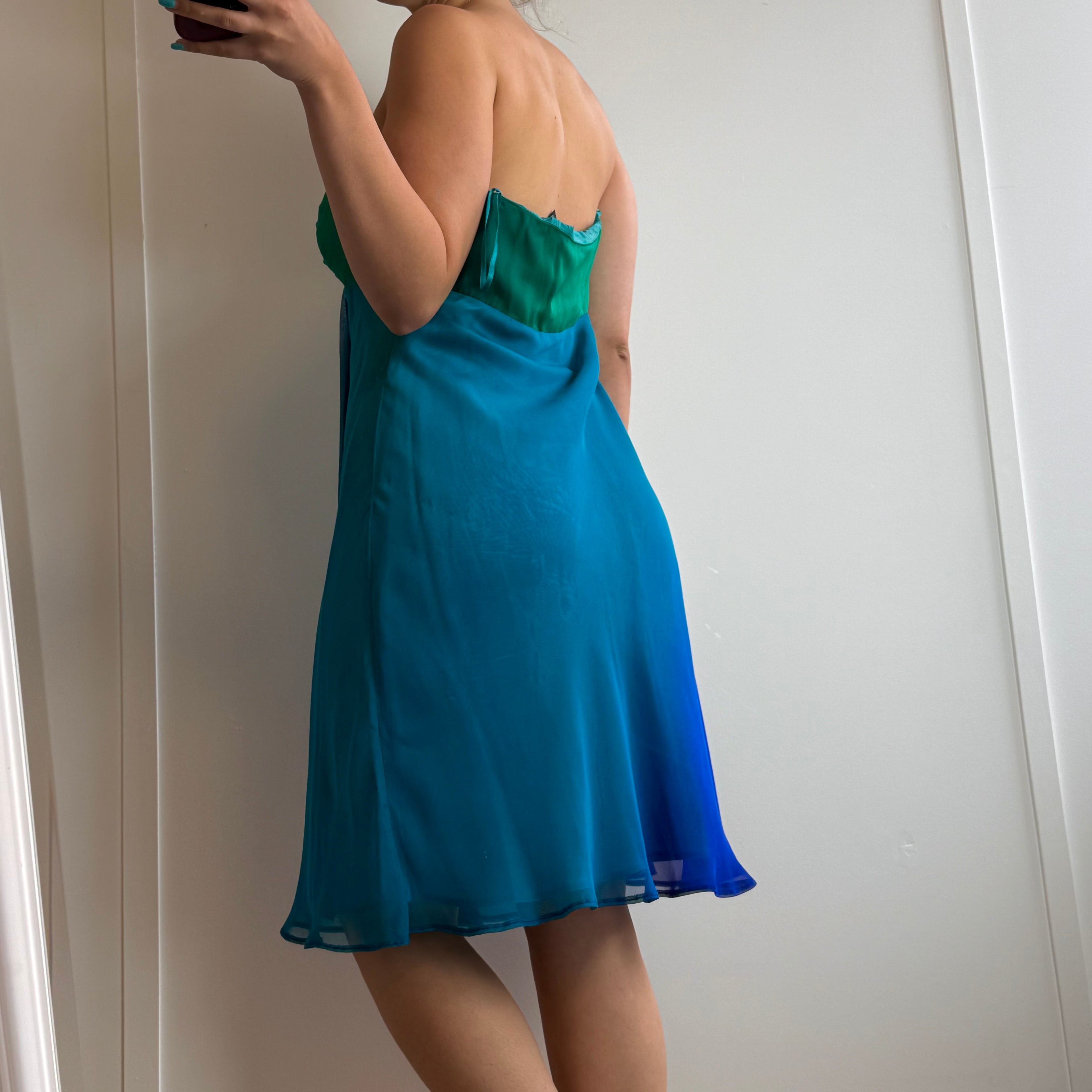 Blue and green mesh 2000s dress