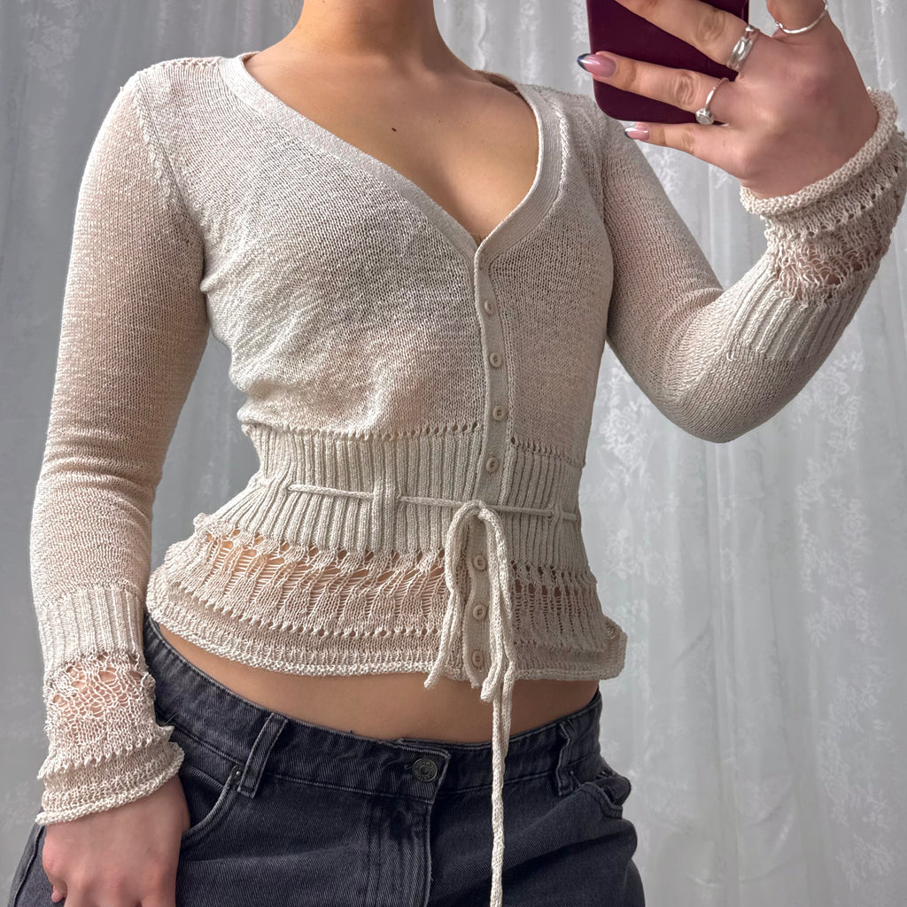 Beige cutout style cardigan