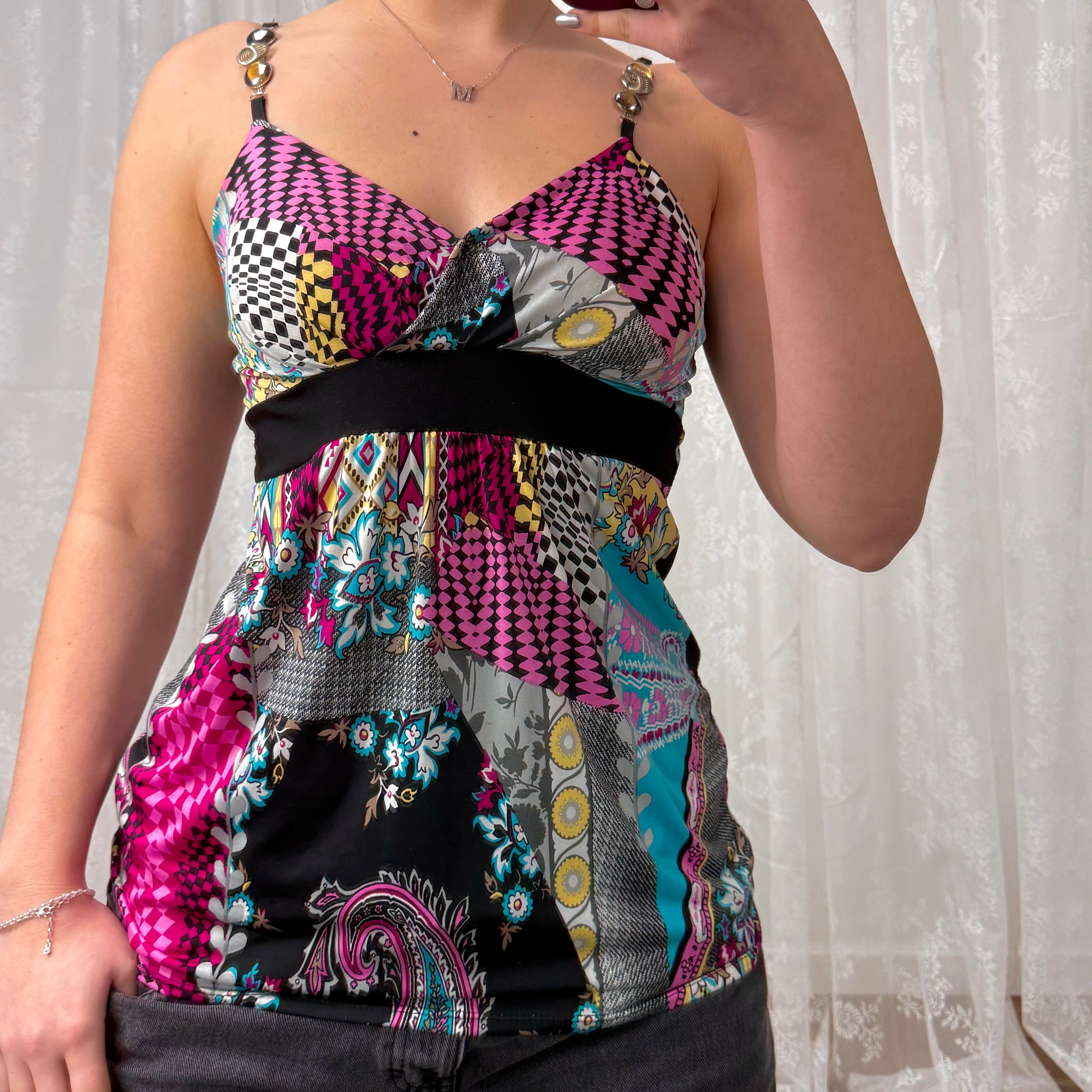 Multicoloured slinky cami top