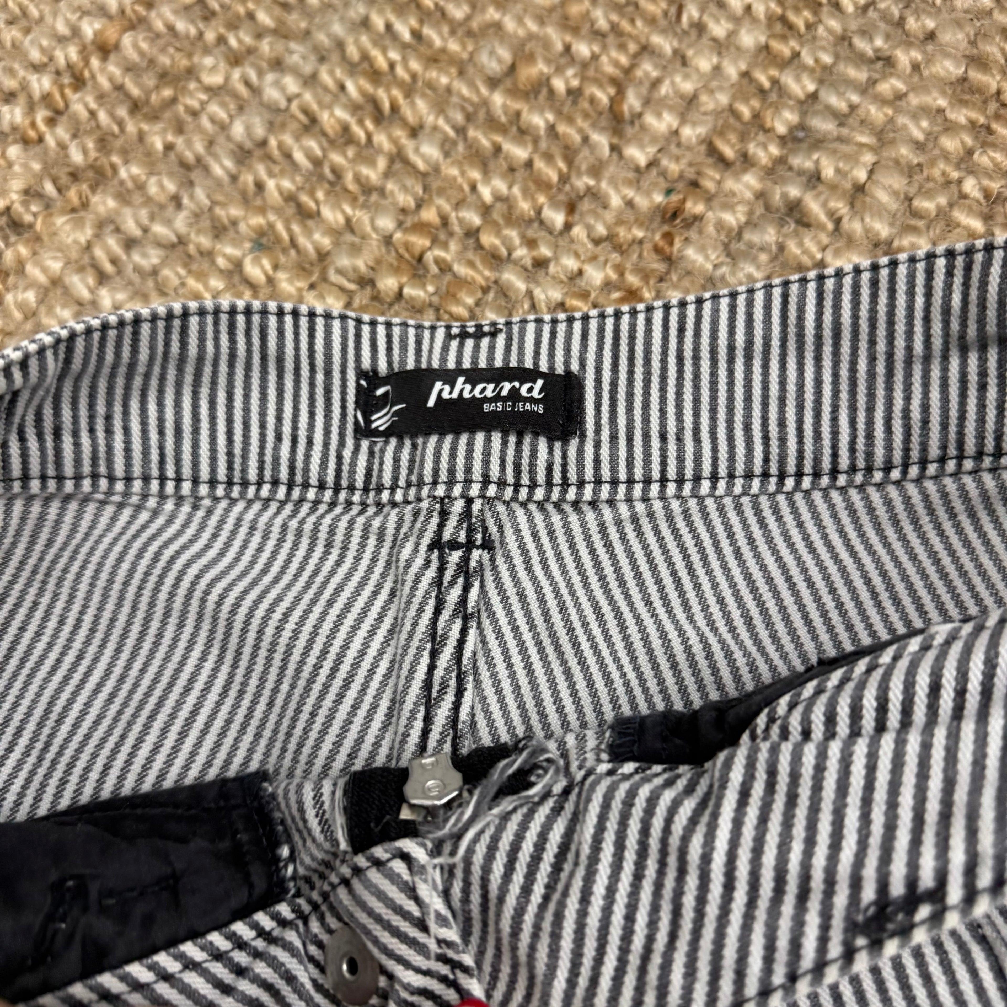 Black and white striped shorts