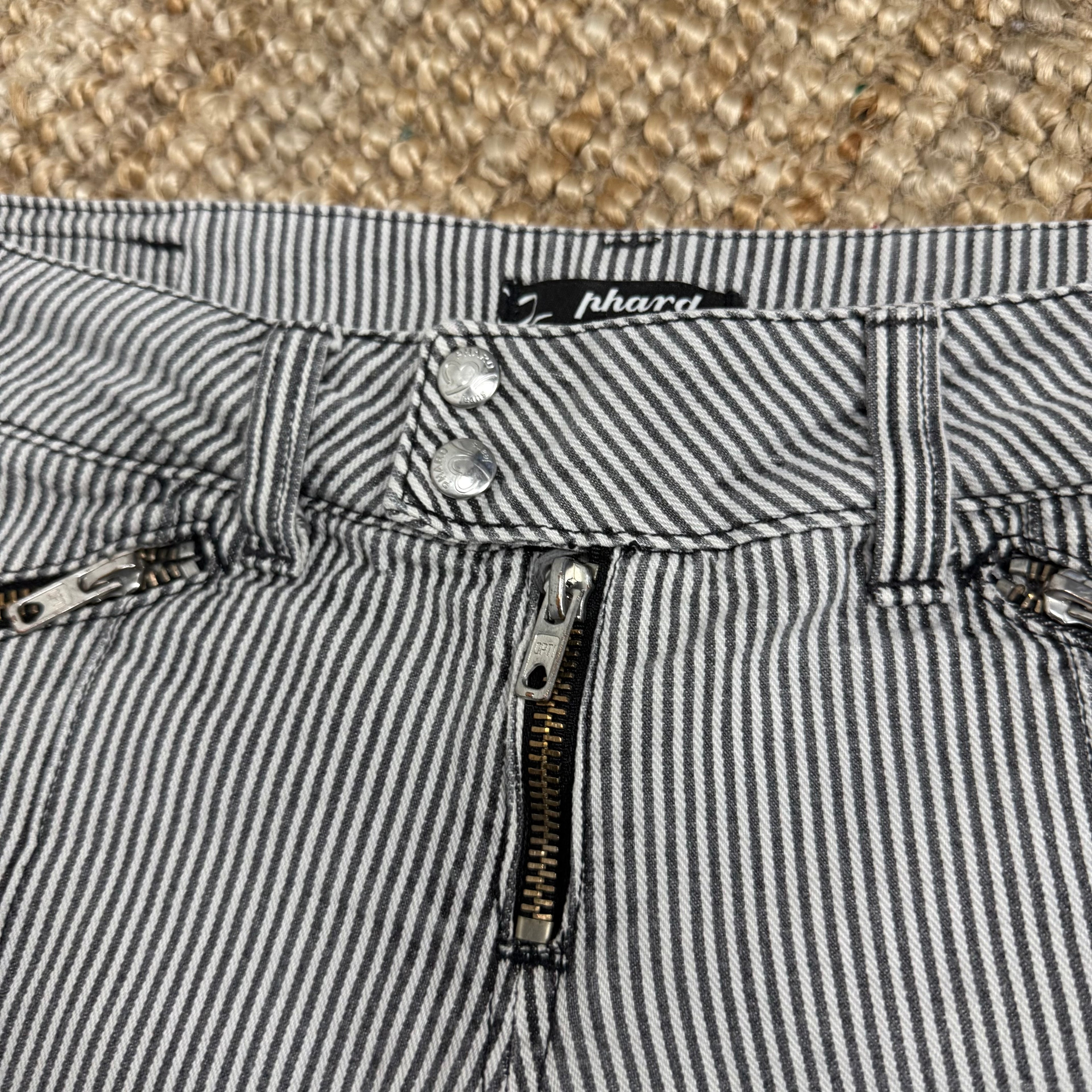 Black and white striped shorts