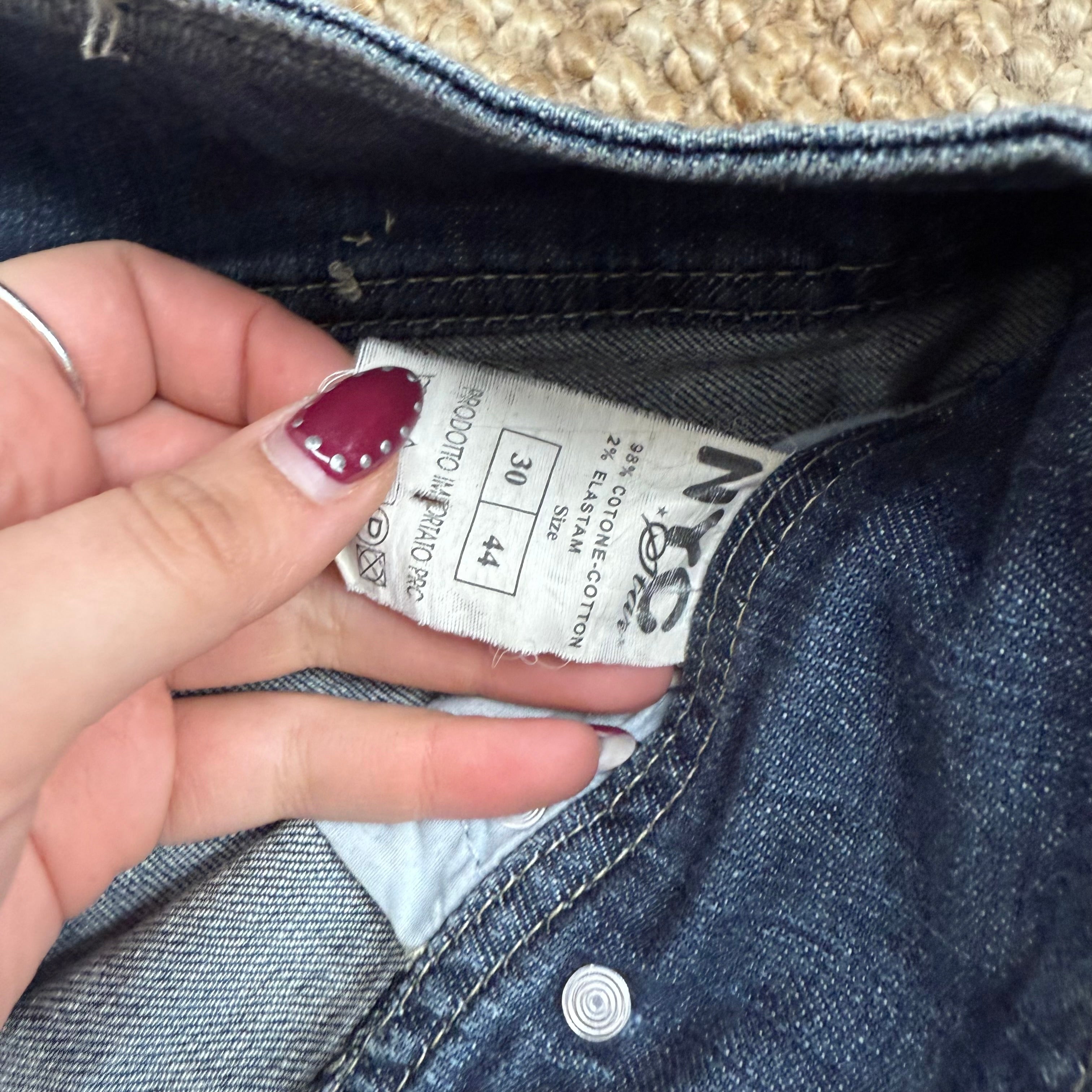 Micro mini blue denim shorts