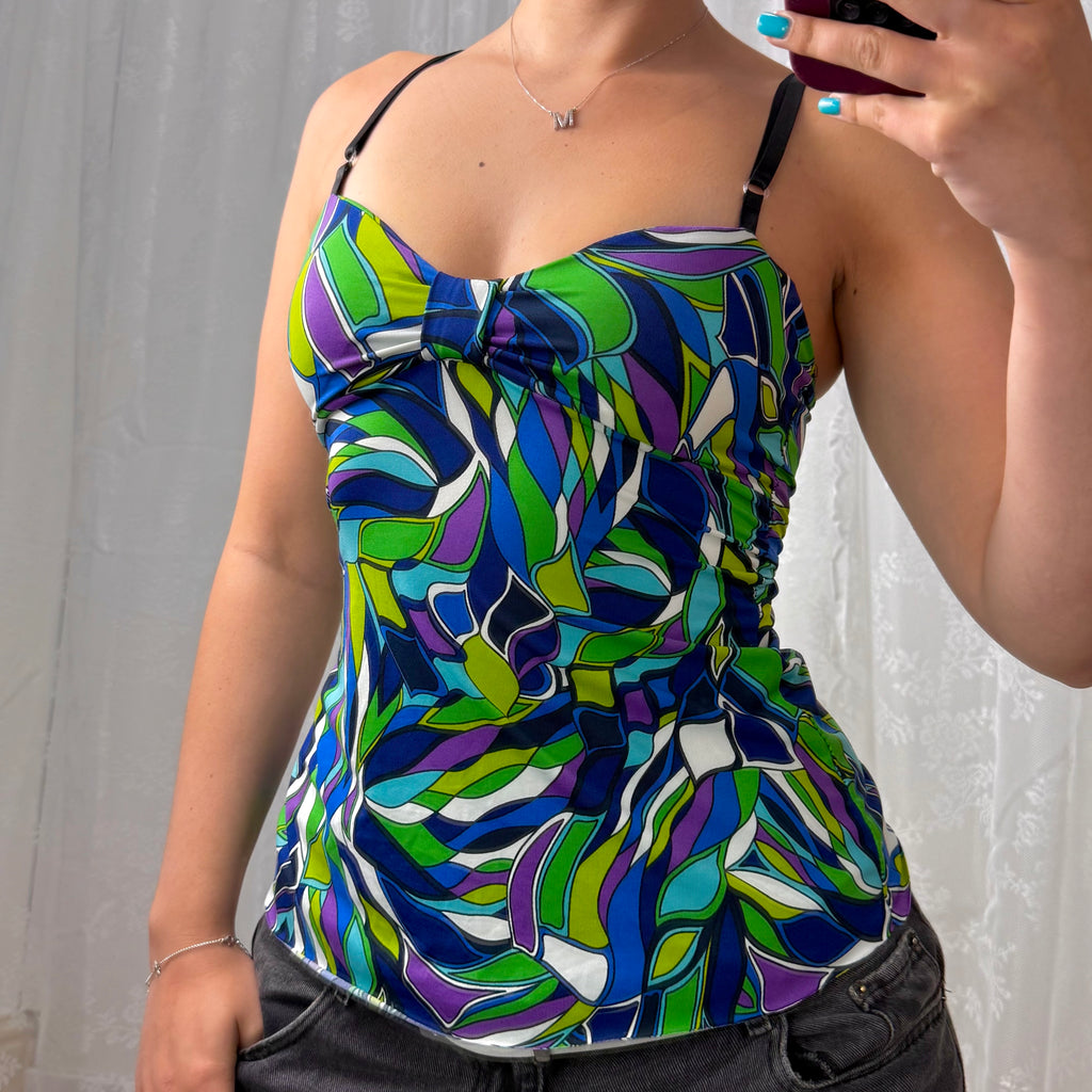 Multicoloured patterned cami top