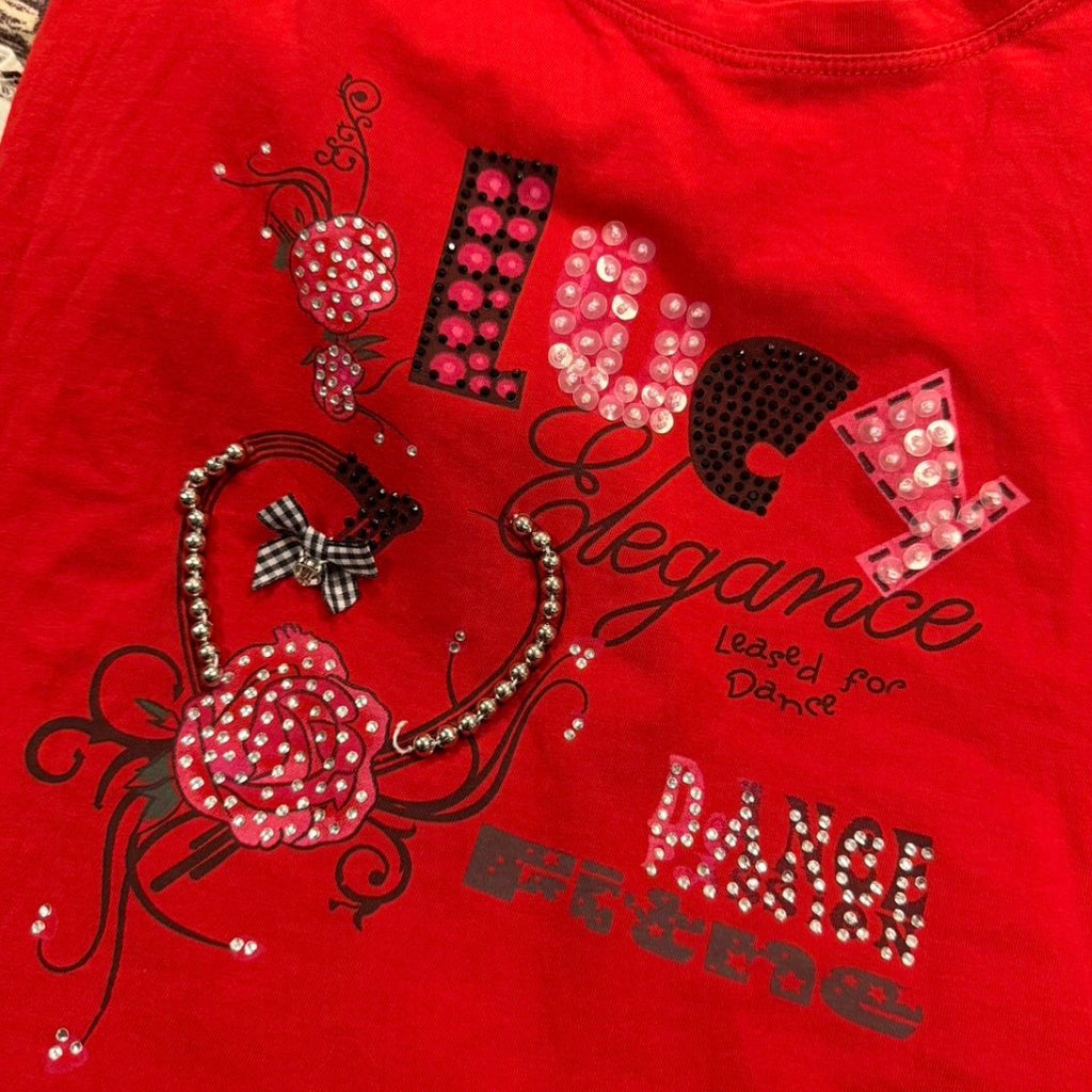 Red detailed sequin baby tee