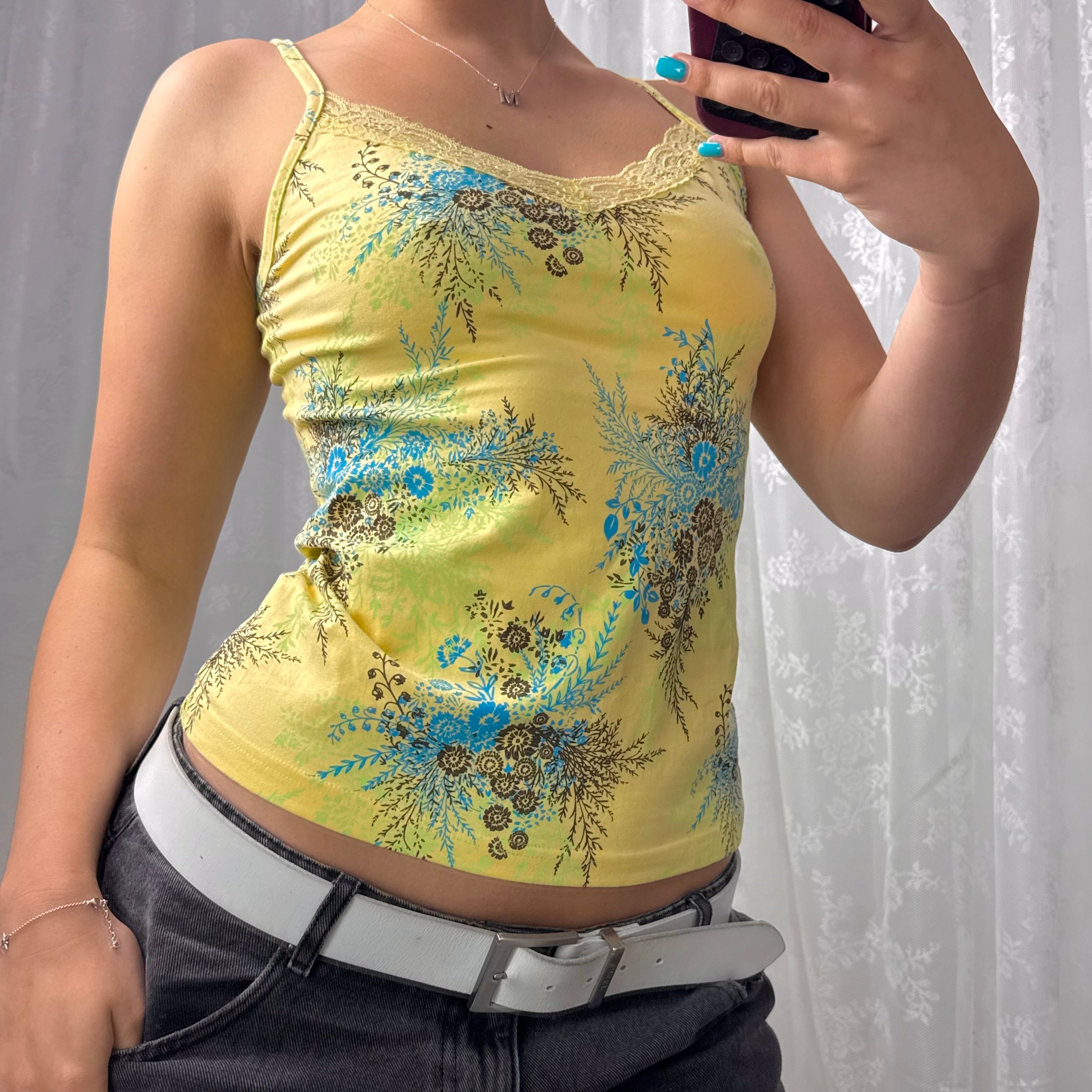 Yellow detailed vest top