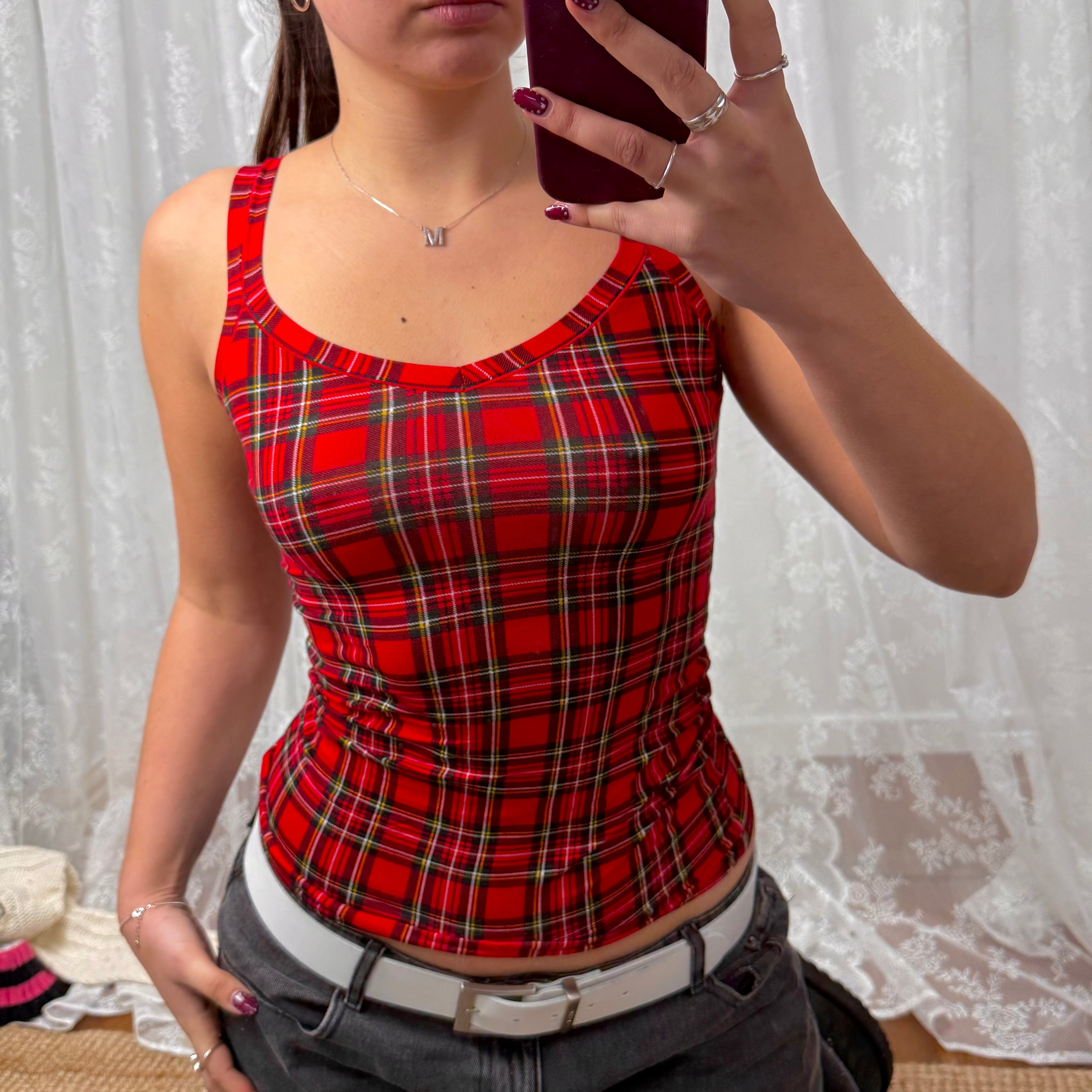 Red checkered cami top