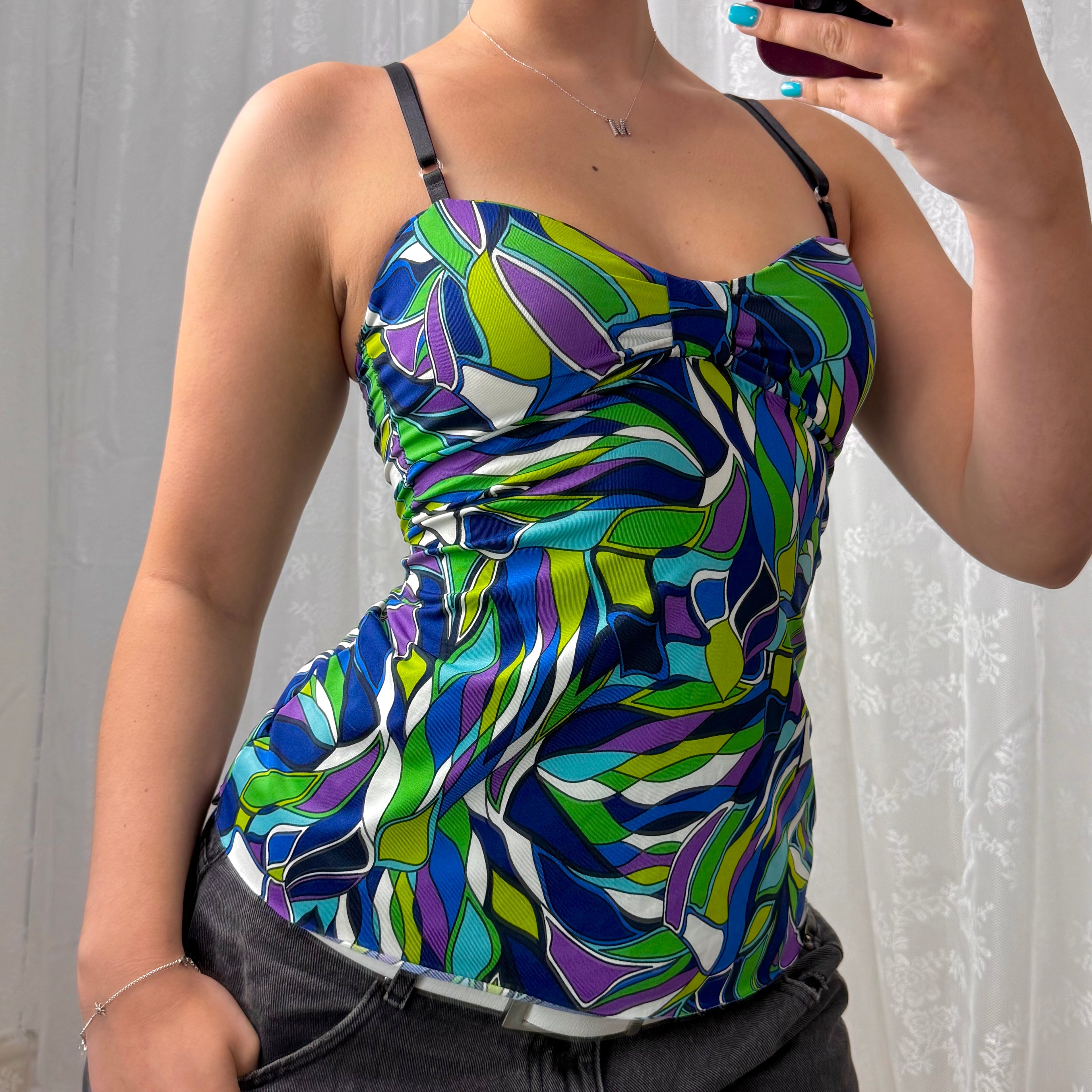 Multicoloured patterned cami top