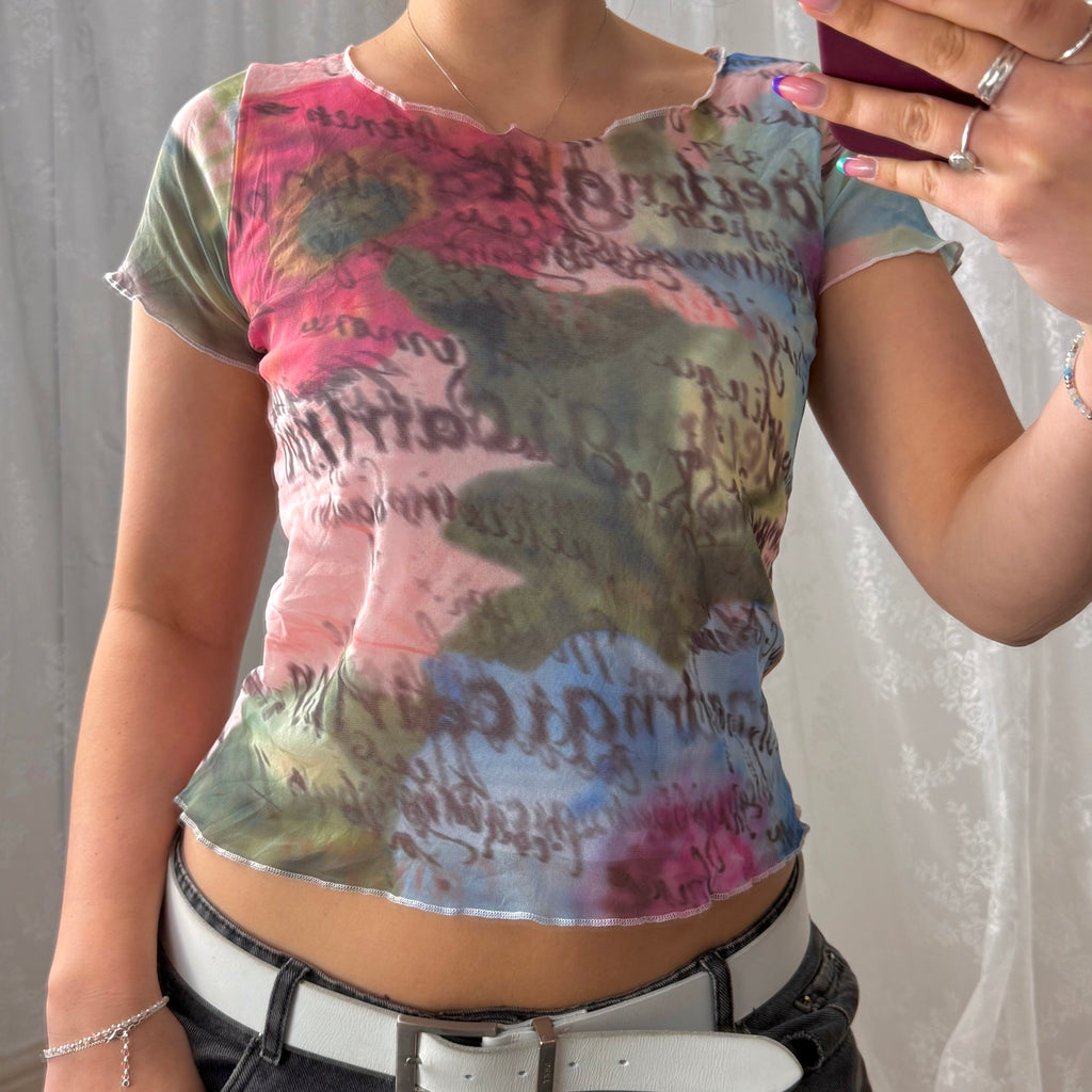 Mesh patterned baby tee