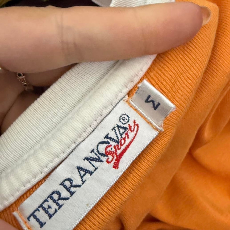 Orange and white v neck baby tee