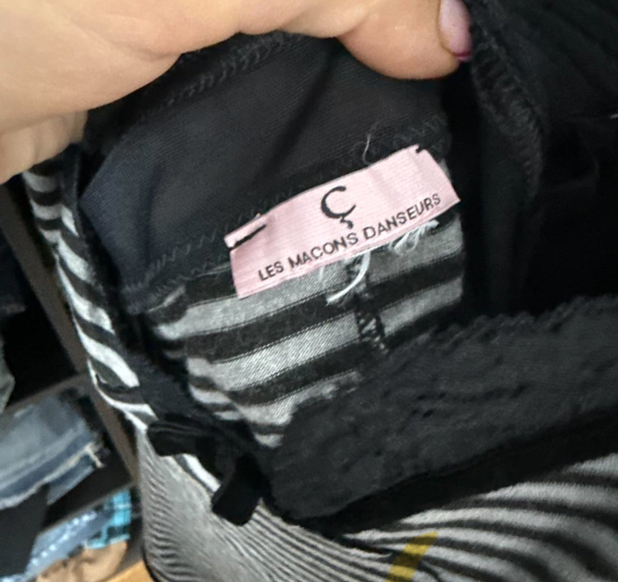 Grey and black striped lace cami top