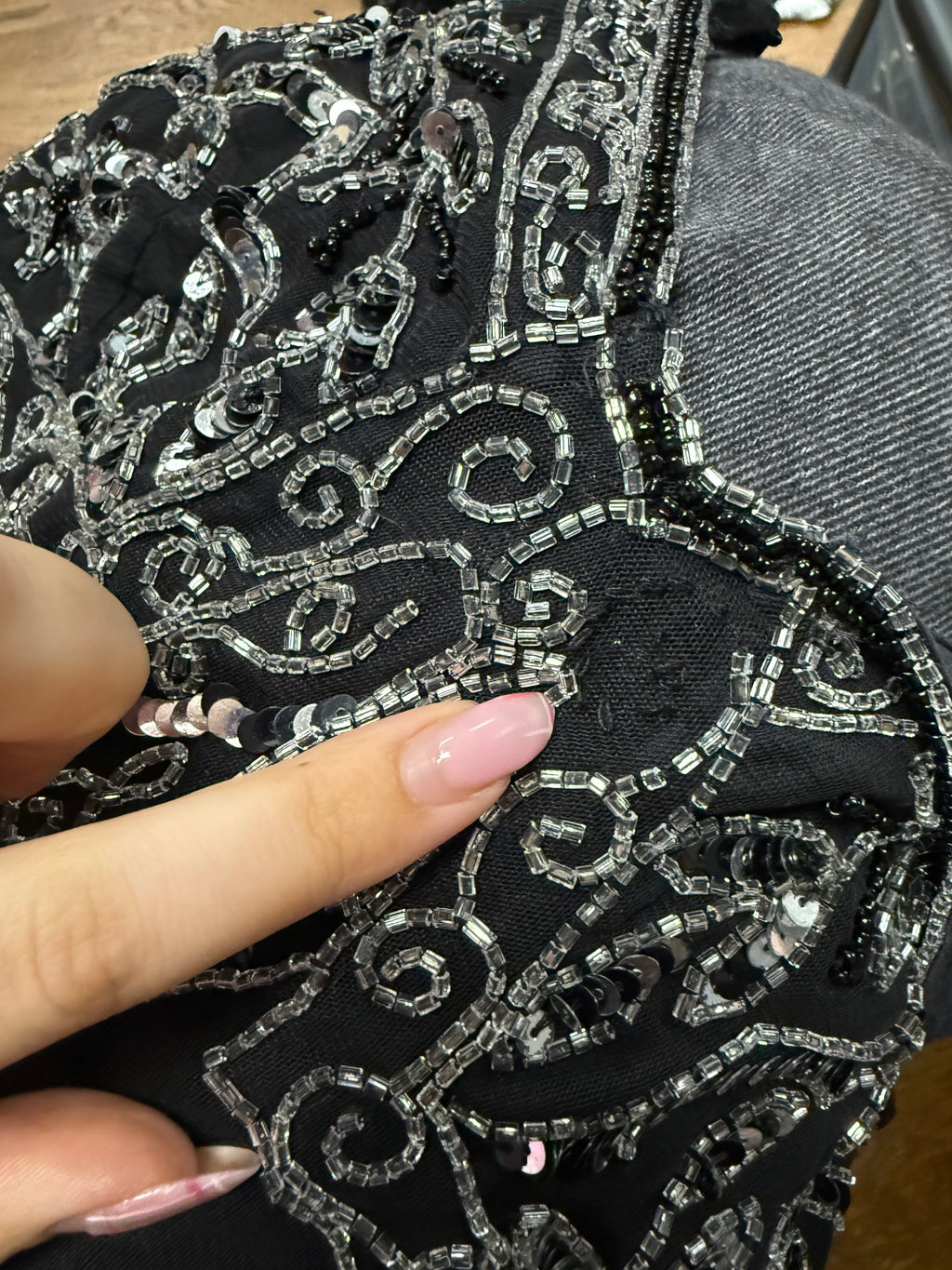 Black sequin mesh floaty cami top