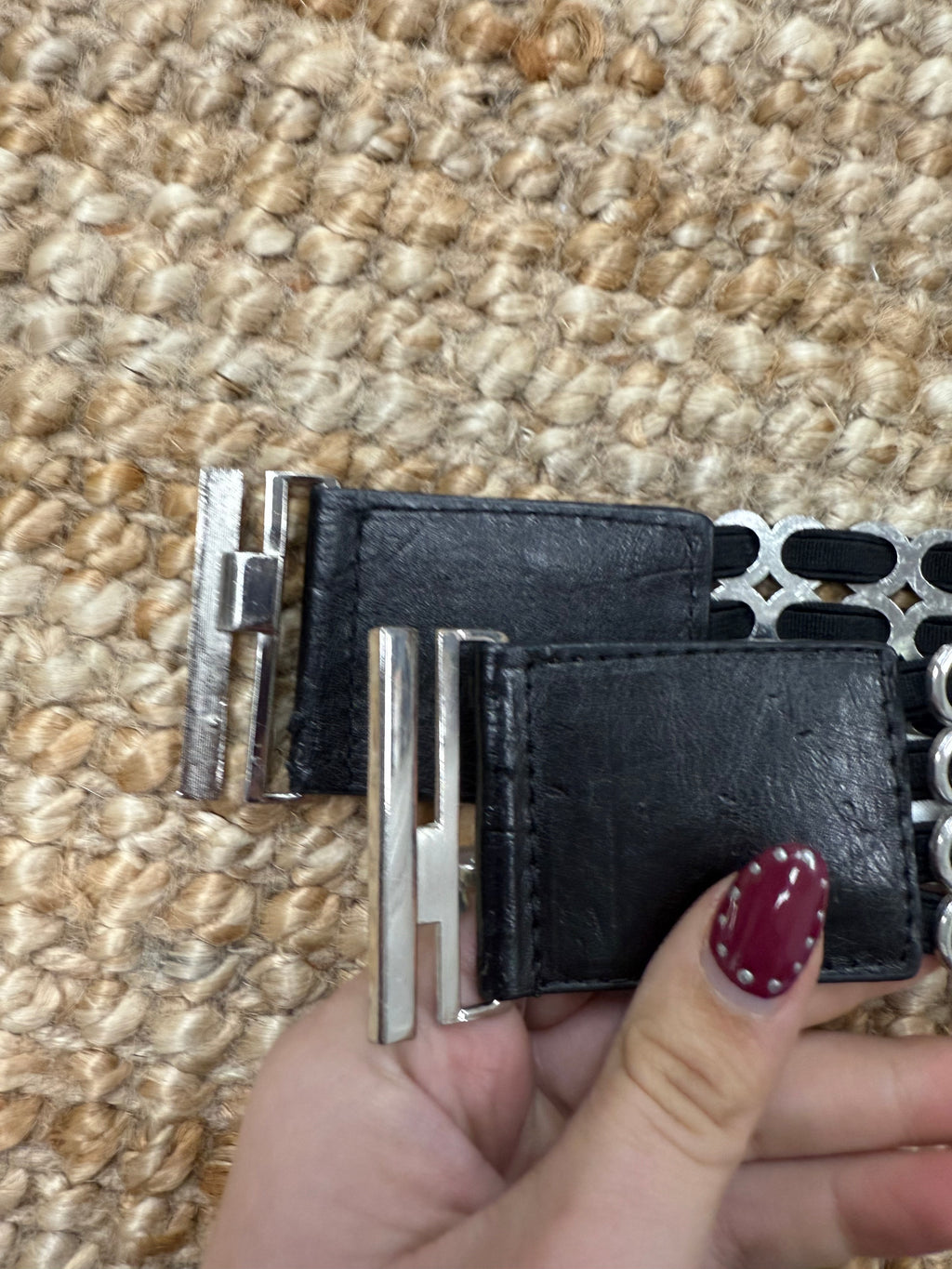 Black and silver elasticated belt