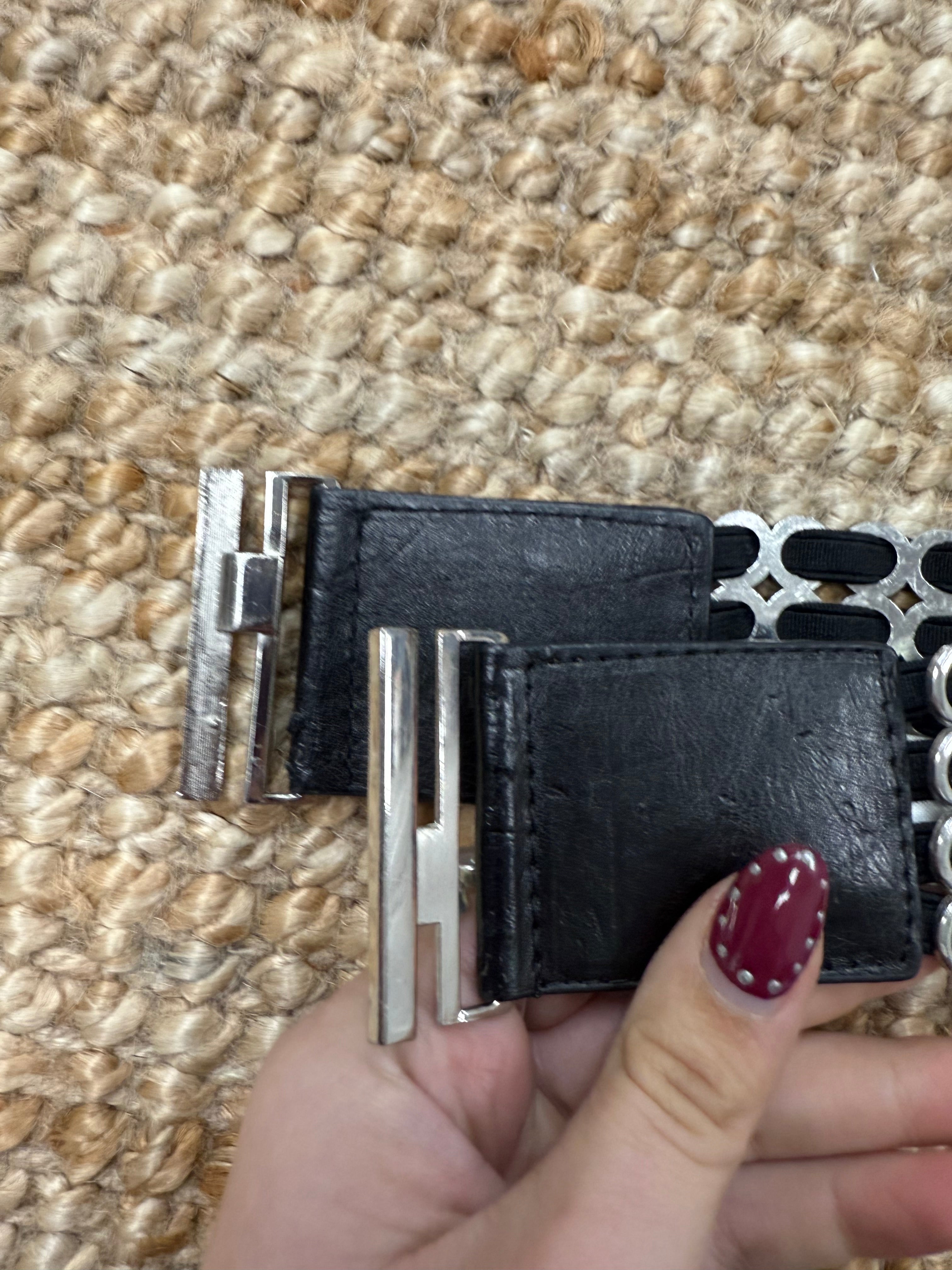 Black and silver elasticated belt