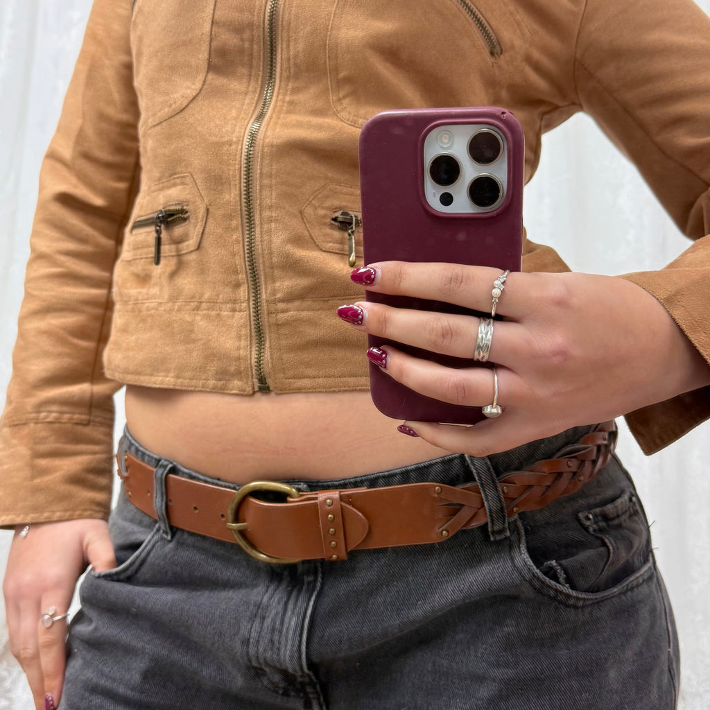 Tan woven belt