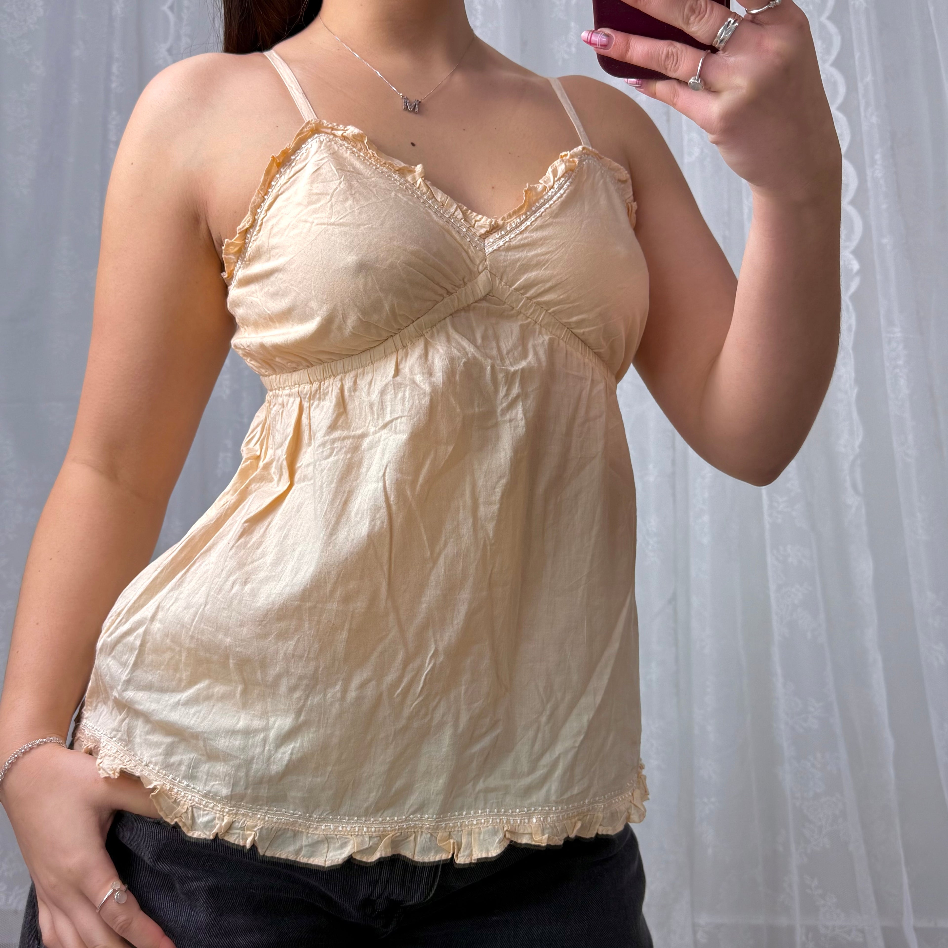 Beige babydoll cami top