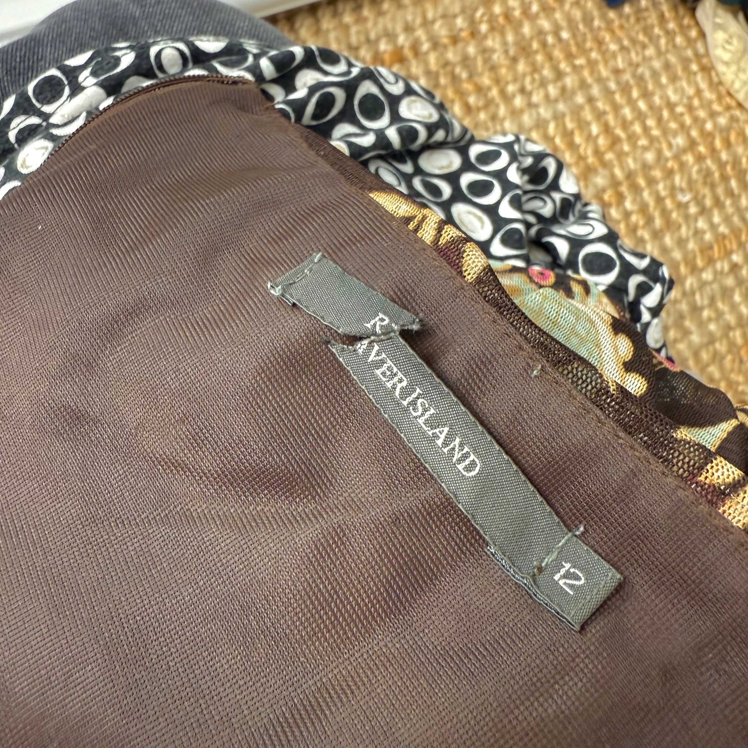Brown floaty patterned halterneck top