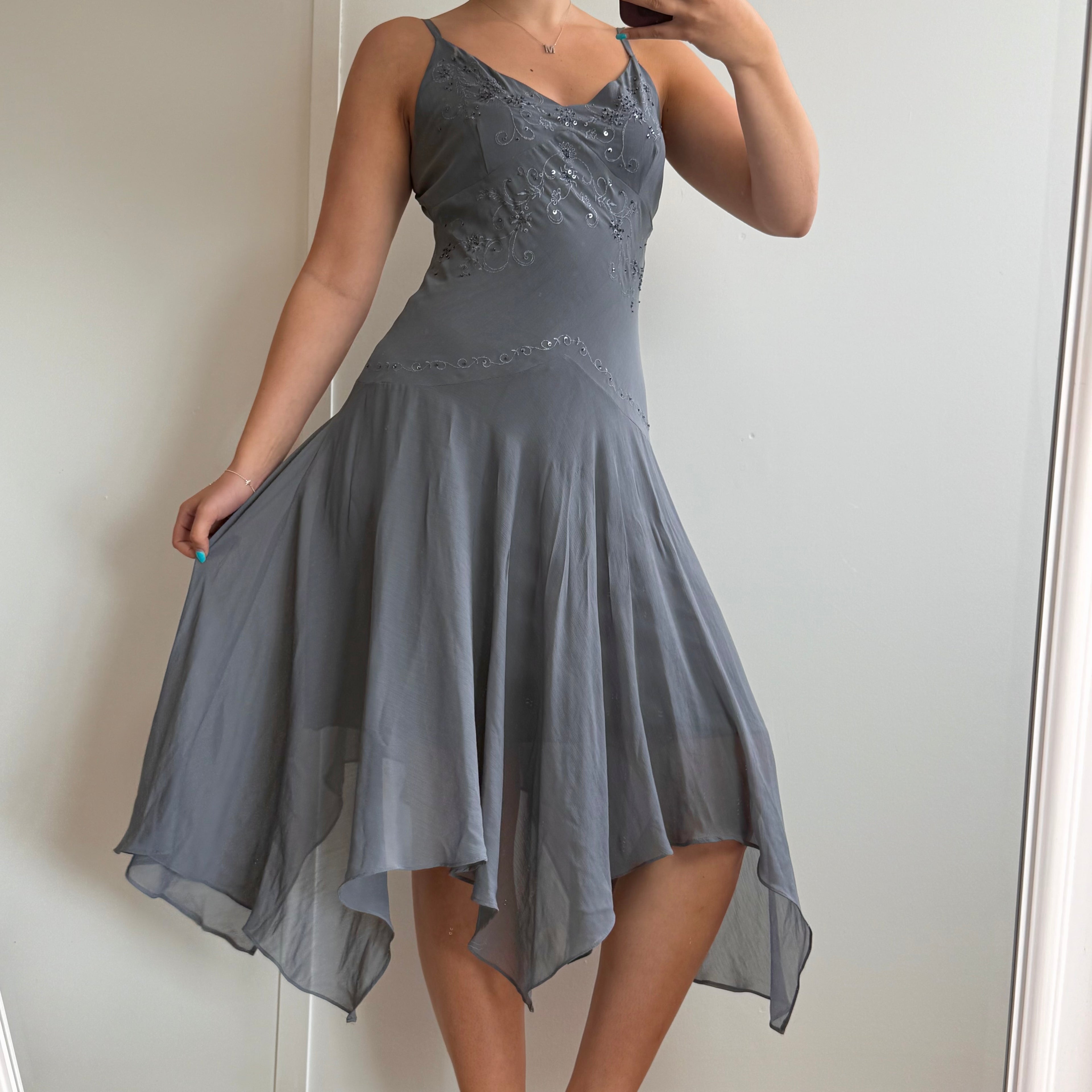 Grey mesh sequin detailed fairy dress