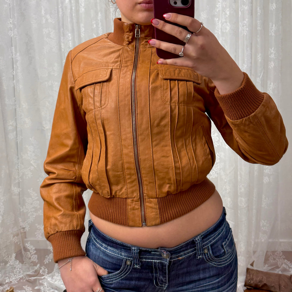 Tan leather jacket