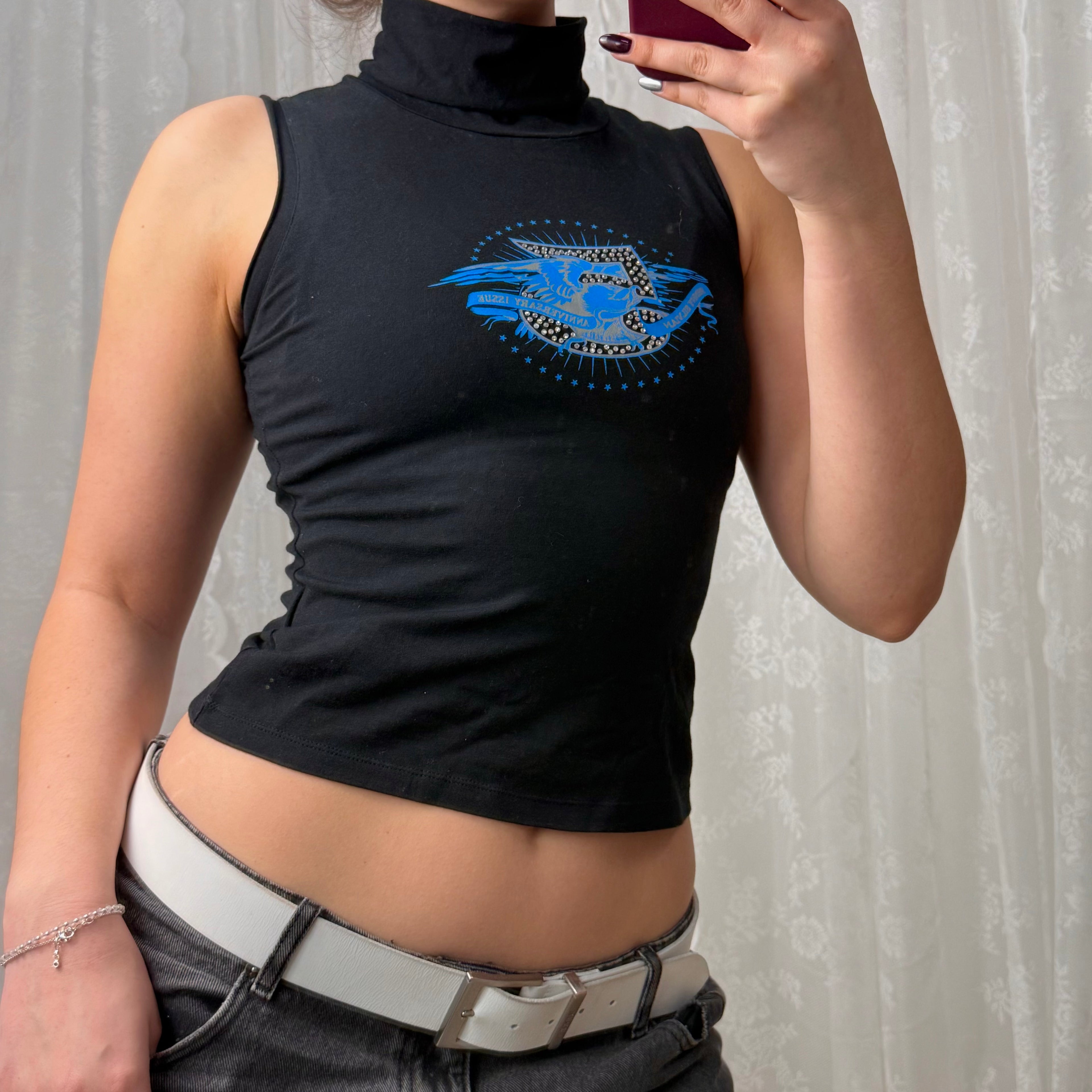 Black and blue gem turtleneck