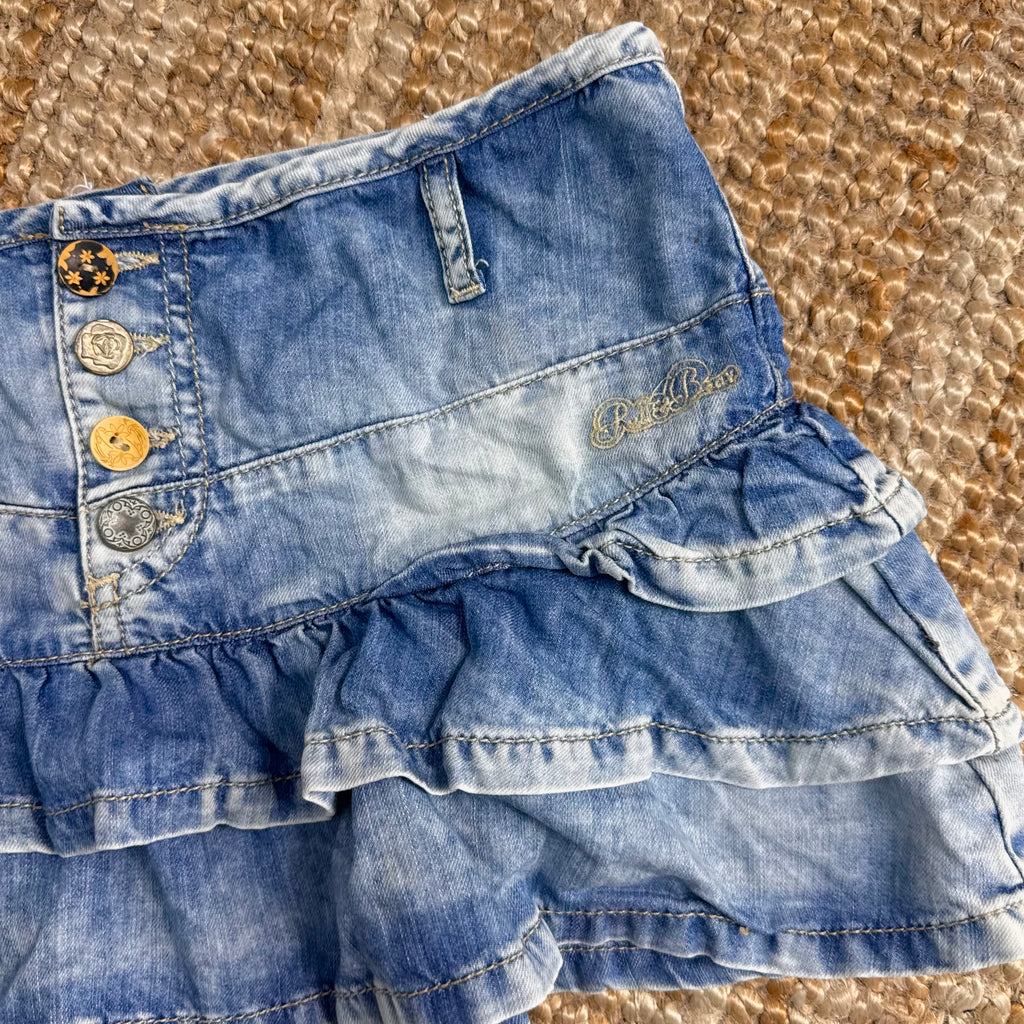 Blue denim ruffle skirt