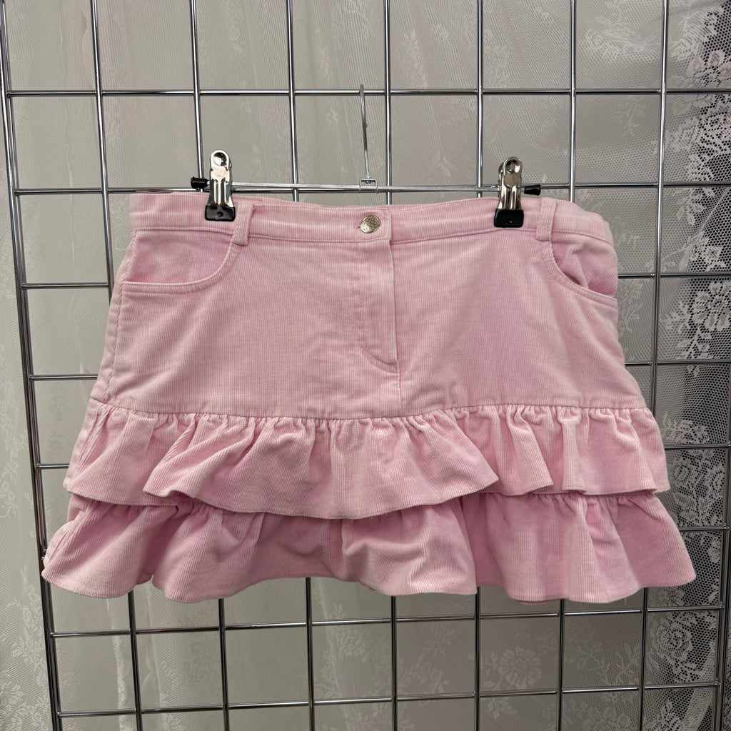 Pink ruffle mini skirt
