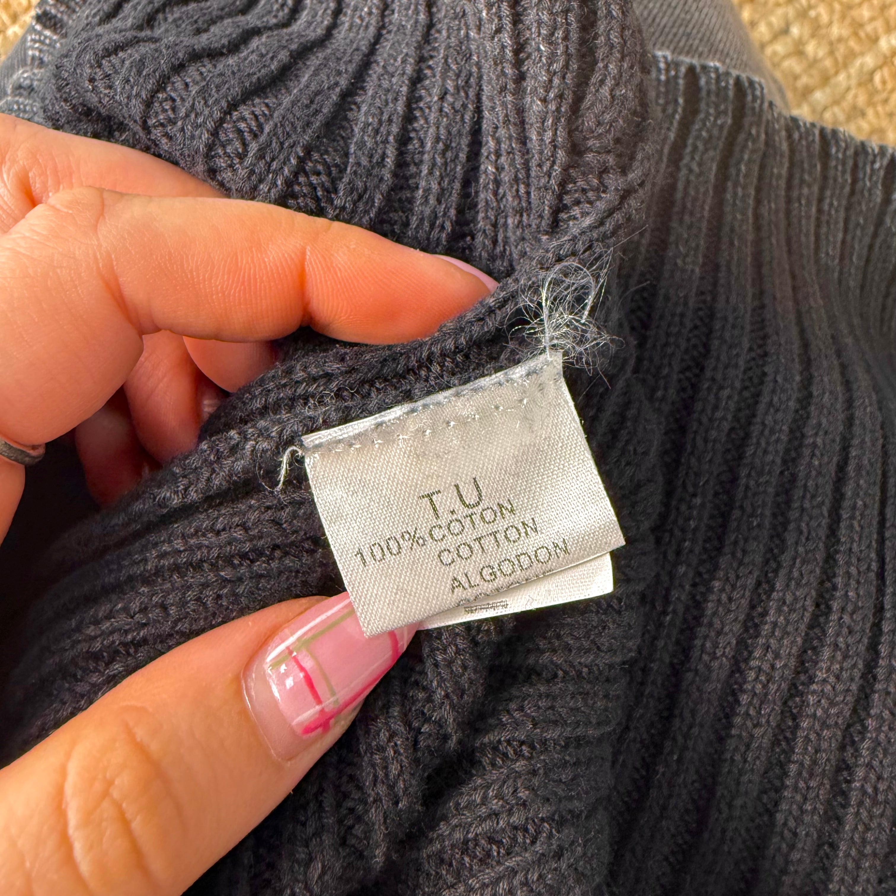 Grey washed ribbed off the shoulder jumper