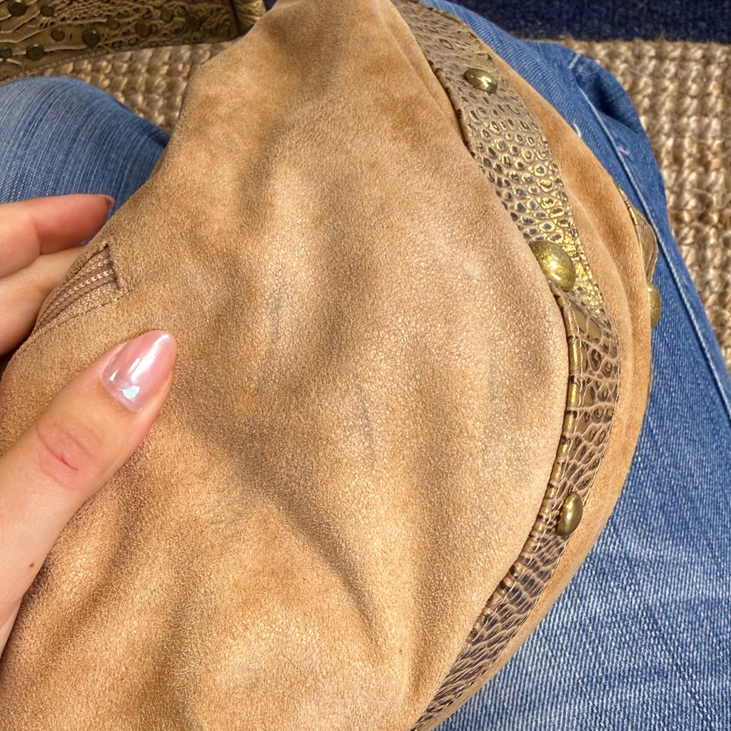 Beige suede KATHY VAN ZEALAND detailed bag