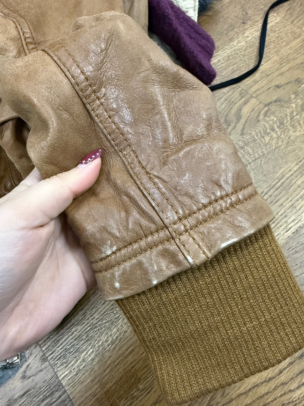 Brown/tan leather bomber Jacket