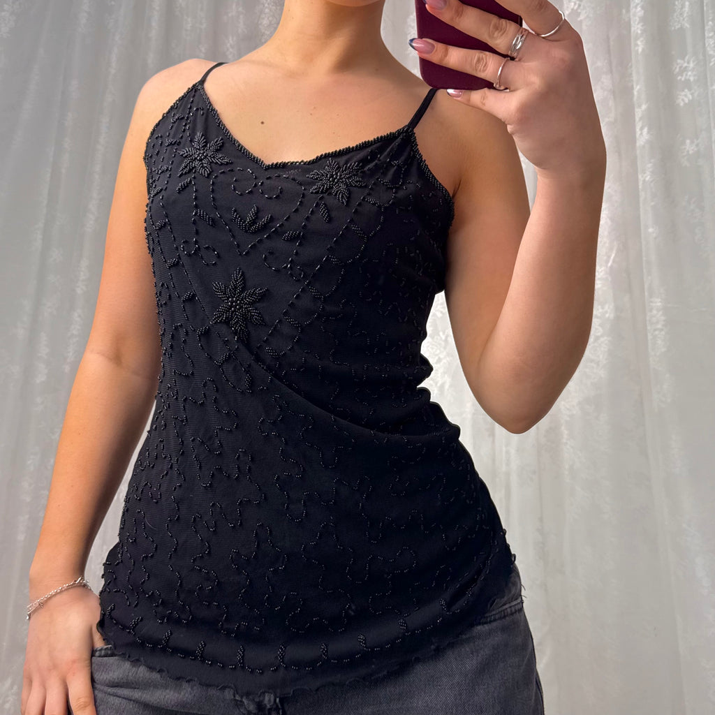 Black beaded cami top