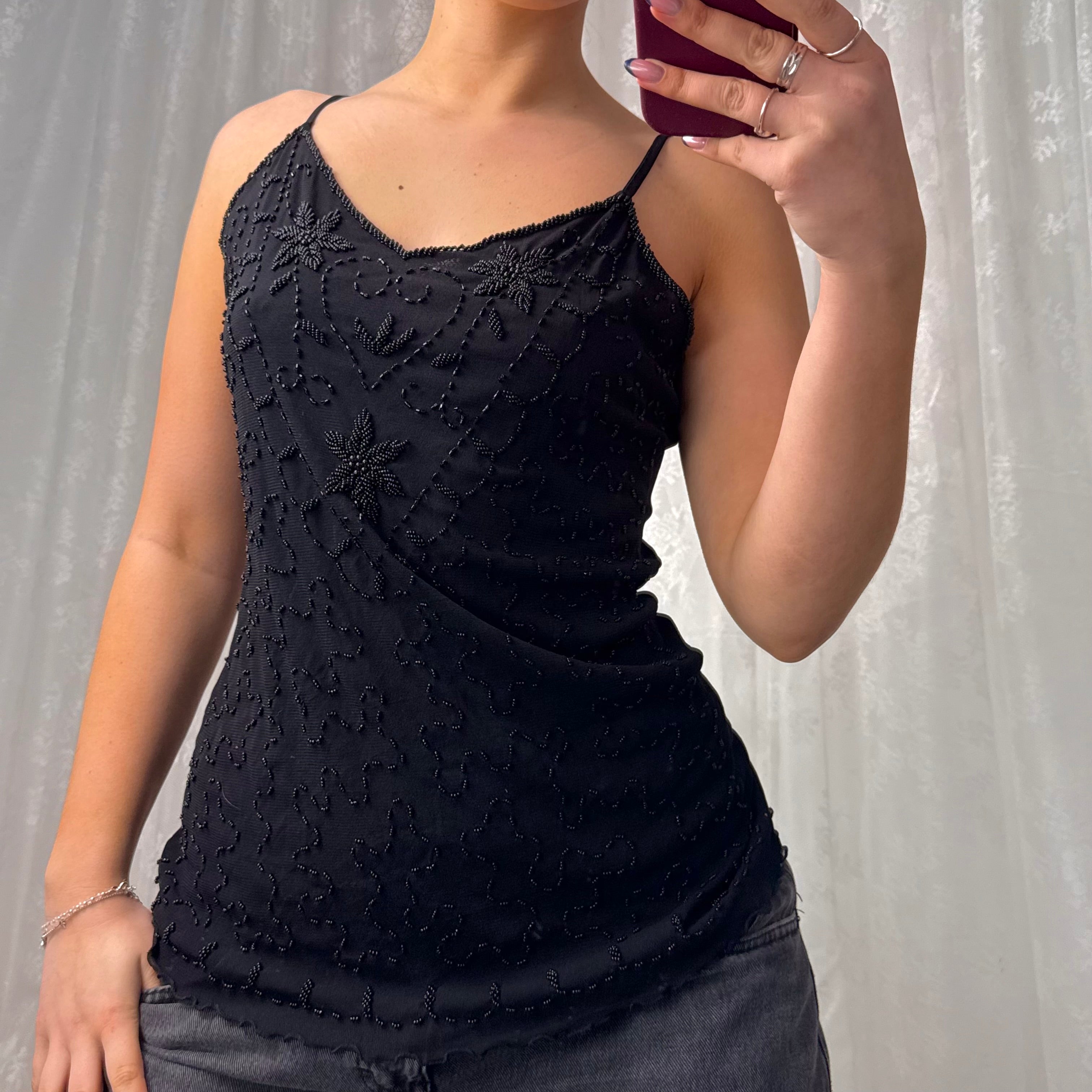 Black beaded cami top