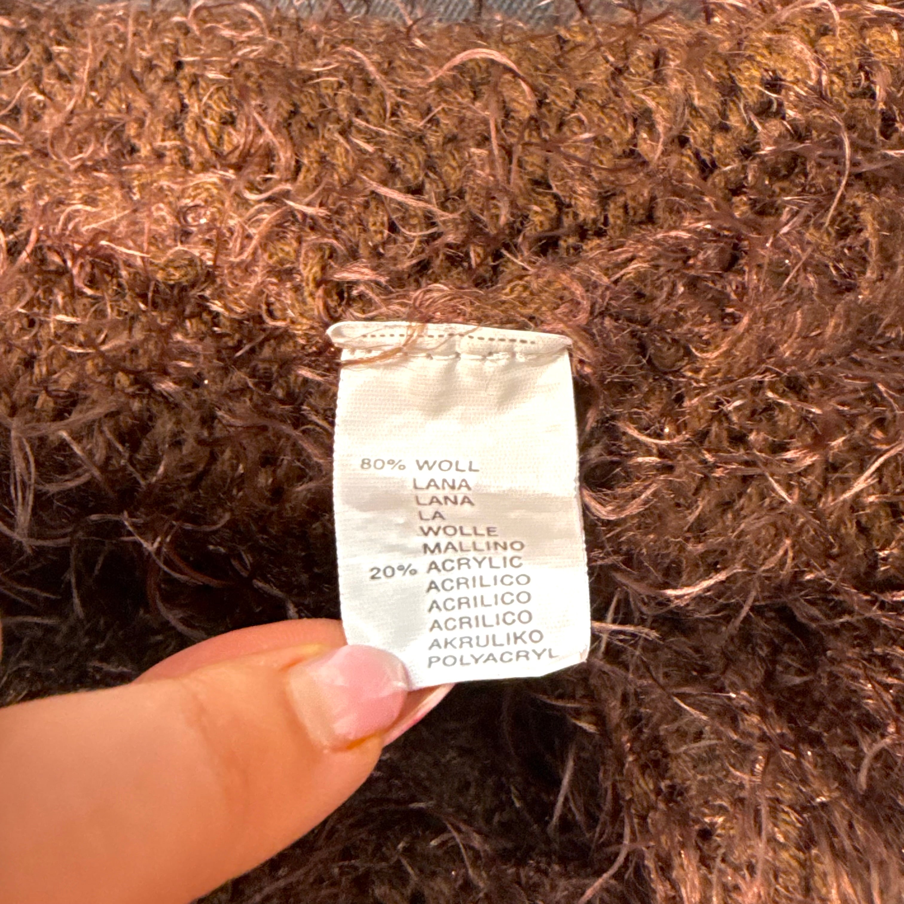 Brown fluffy wool blend sweater