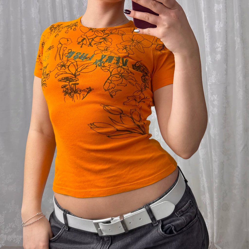 Orange patterned baby tee