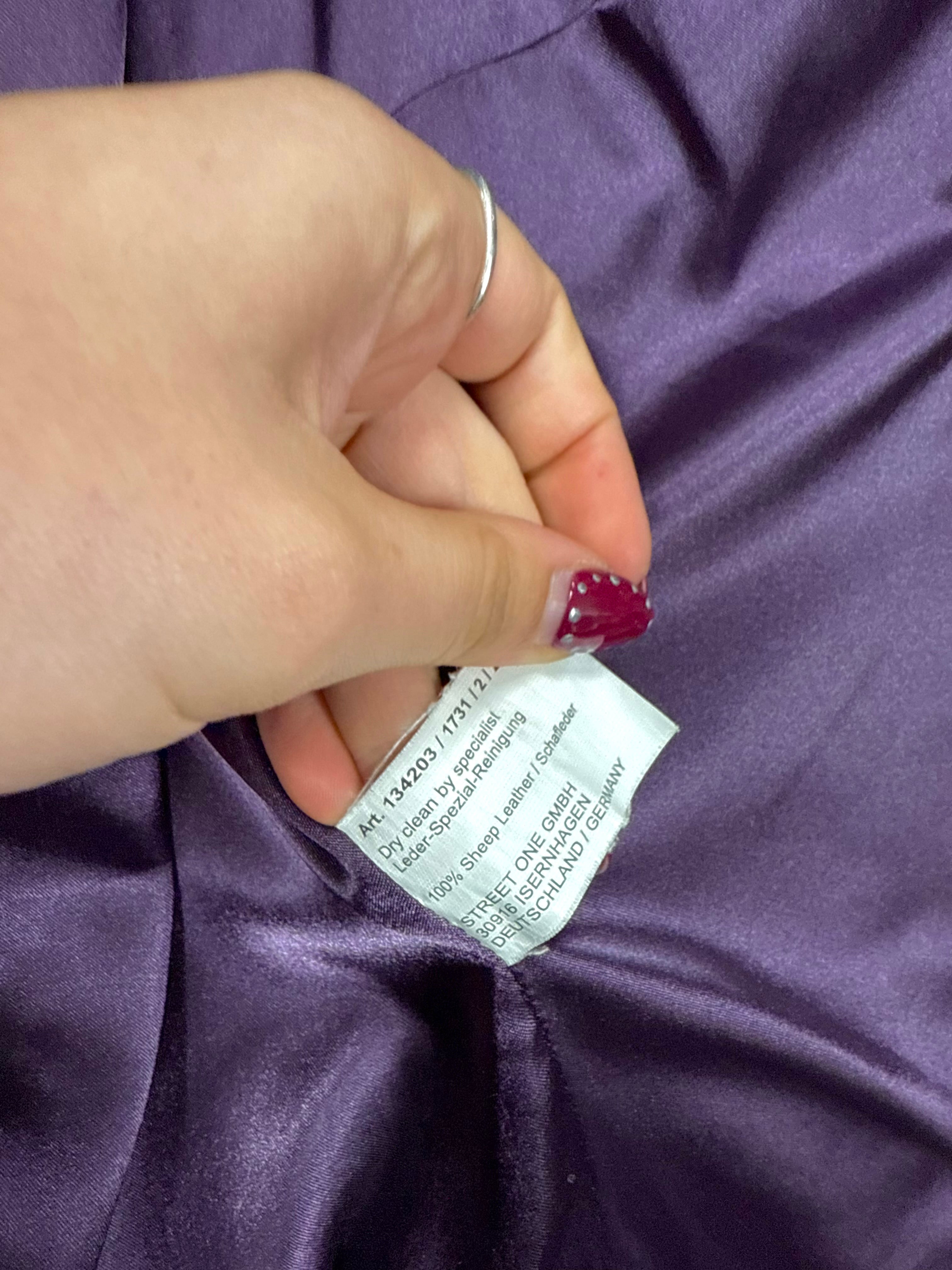 Purple leather bomber jacket