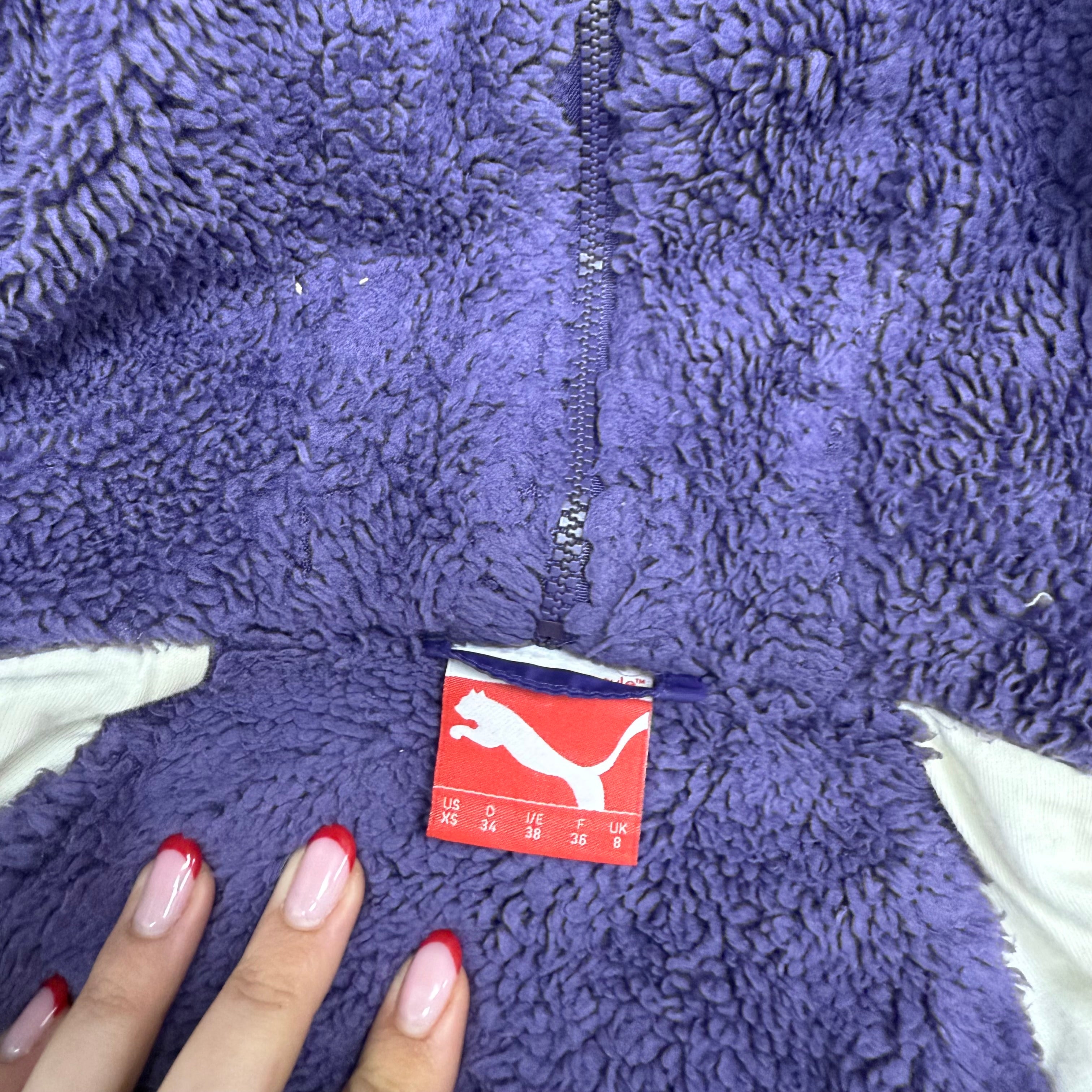 Purple and cream shiny bomber jacket