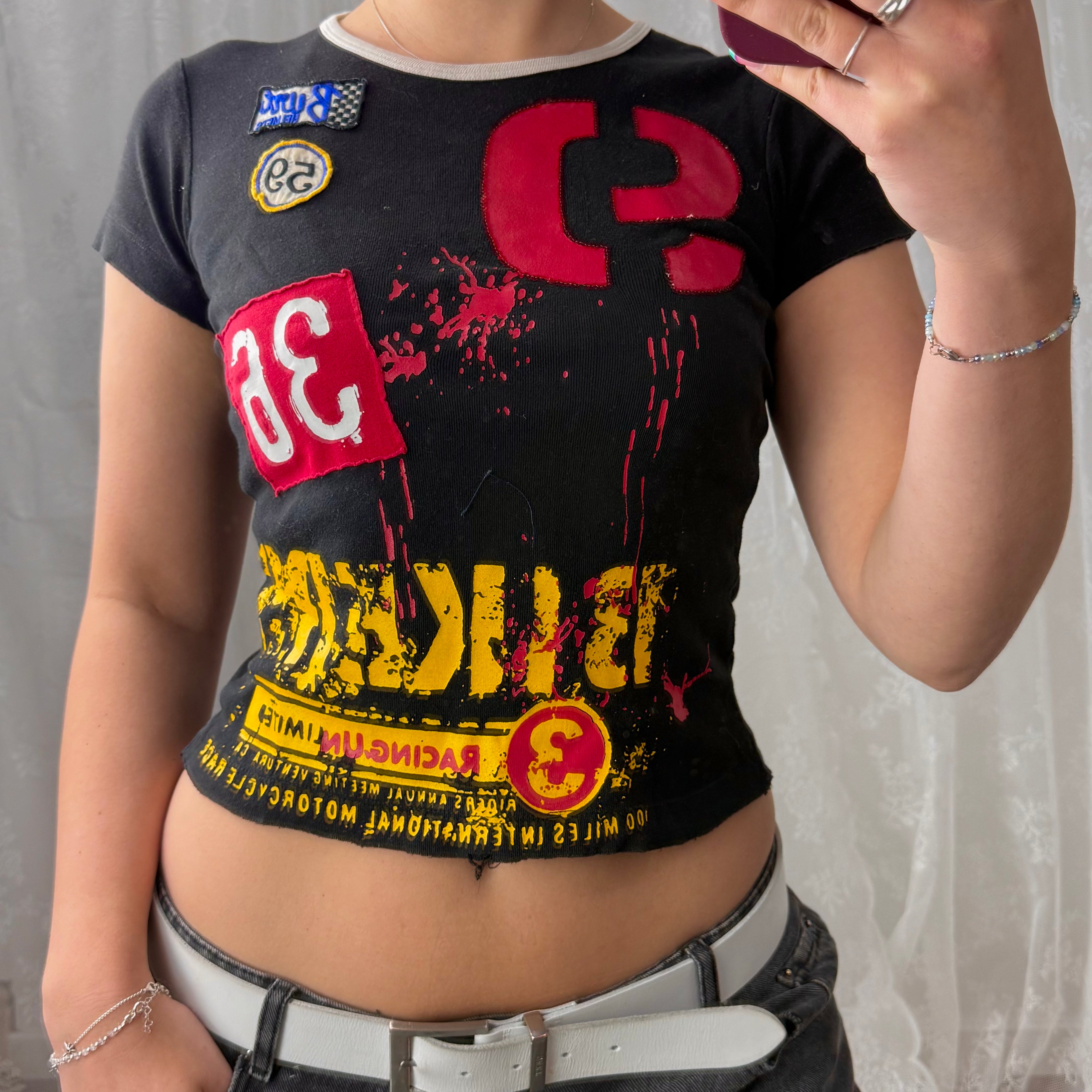 Black graphic baby tee
