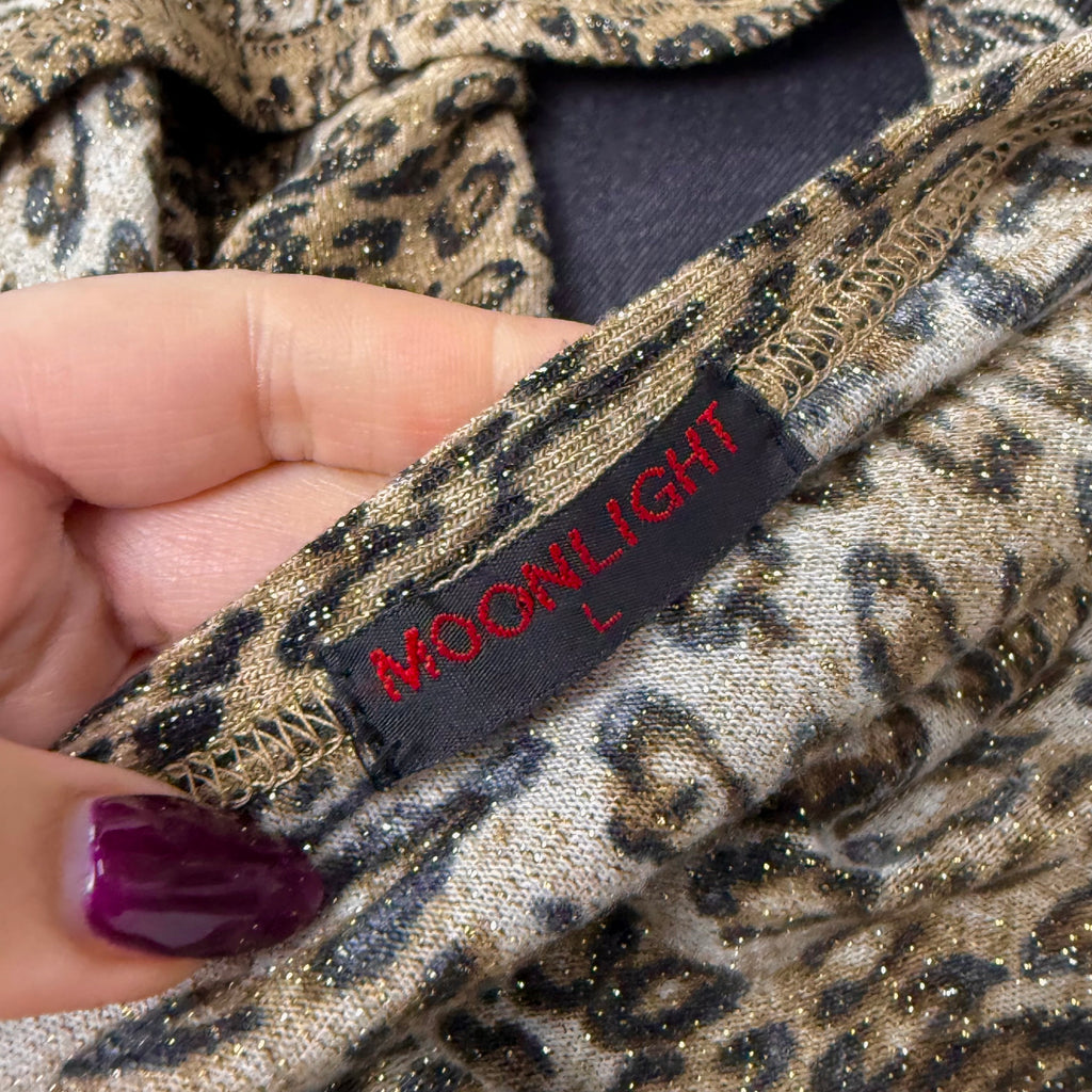 Gold glittery leopard print long sleeved top