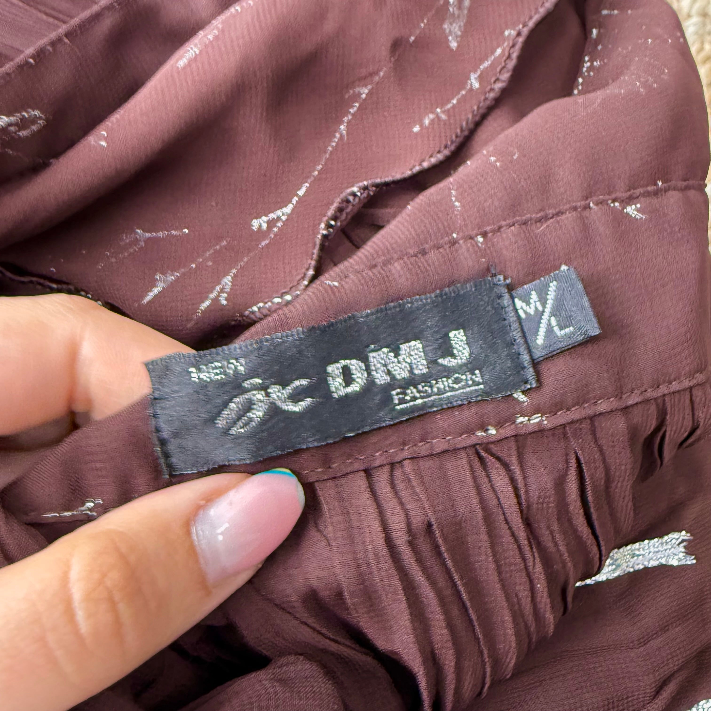 Brown mesh ruffle detailed shirt