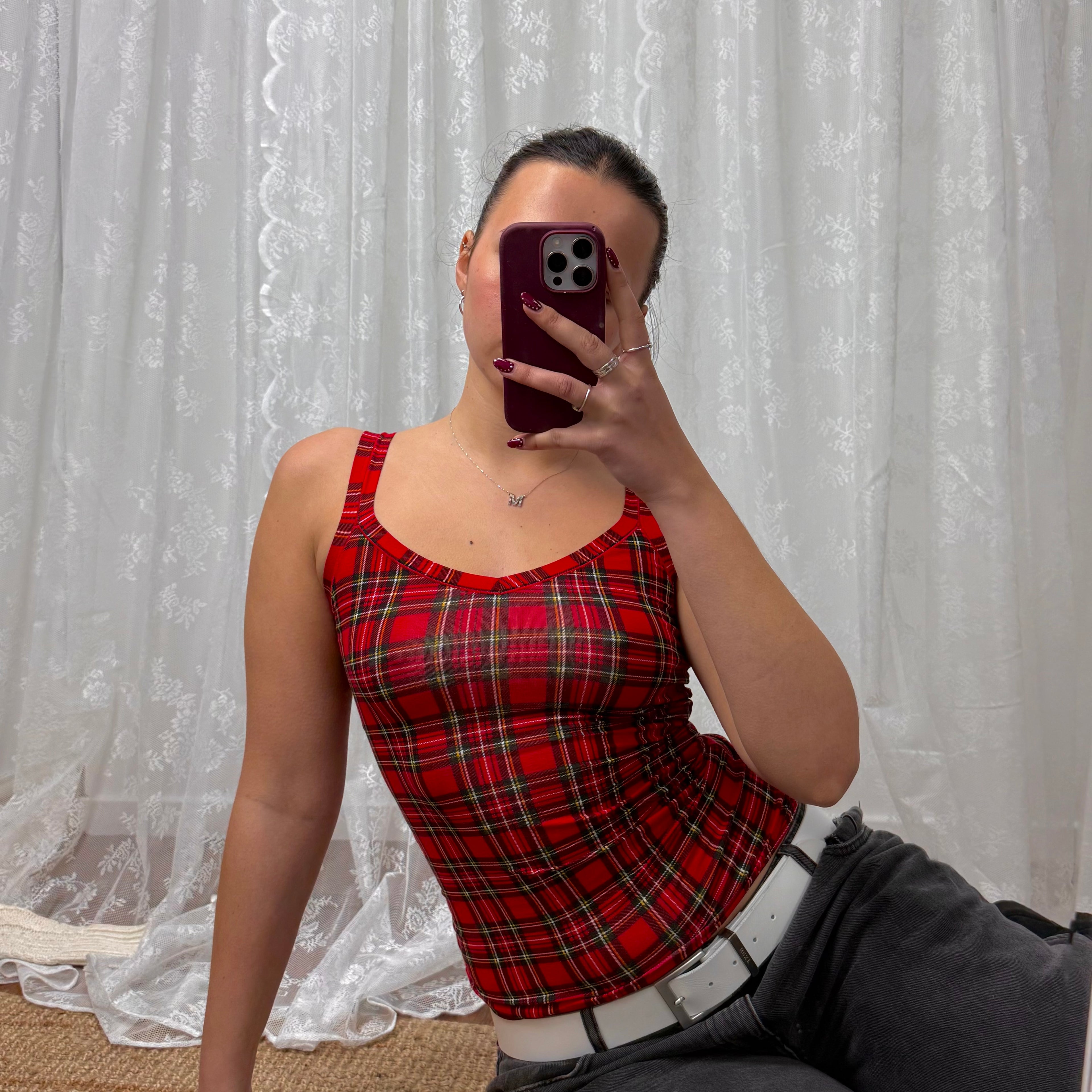 Red checkered cami top