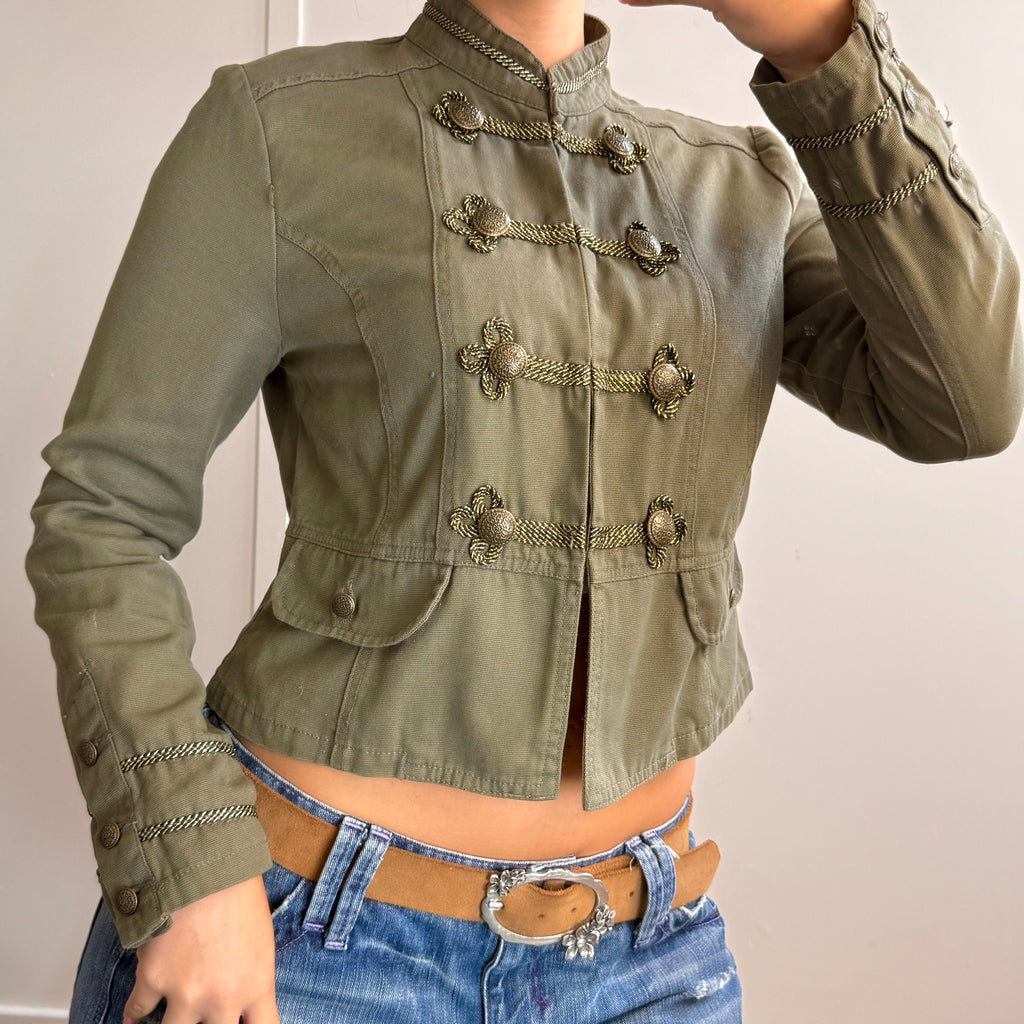 Green detailed button jacket