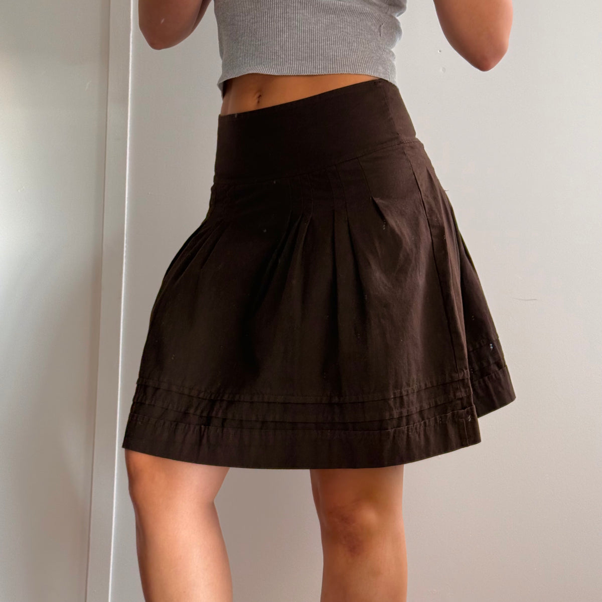 Brown low waisted midi skirt