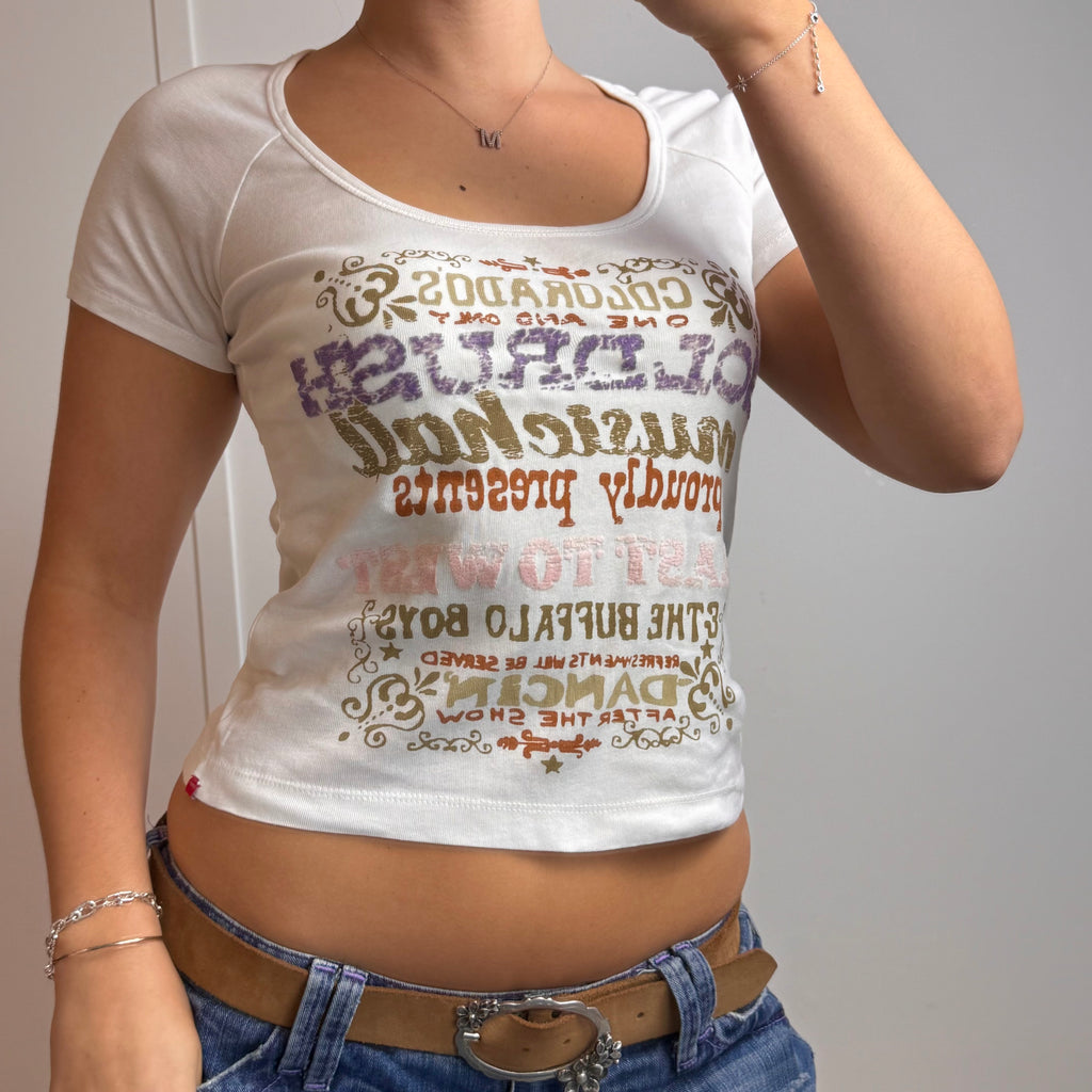 White detailed baby tee