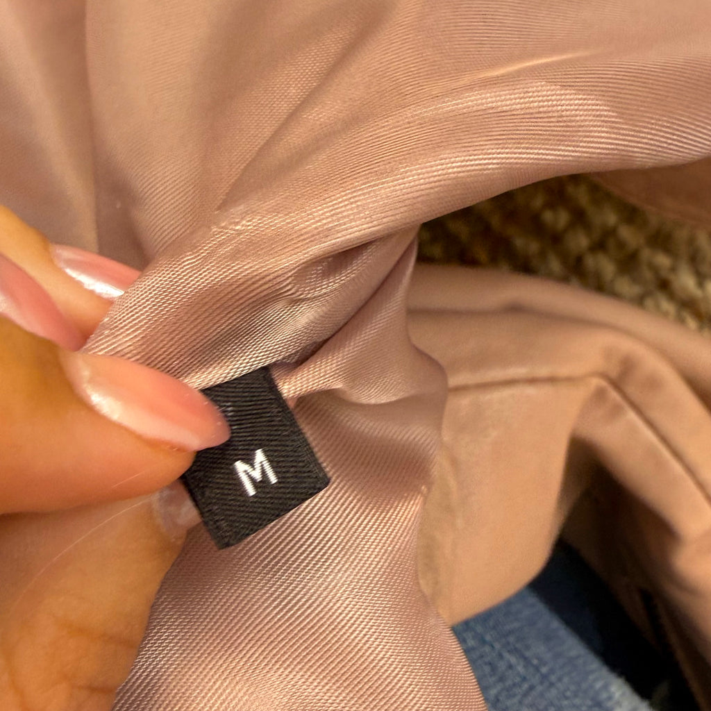 Pale pink/beige leather zip up jacket