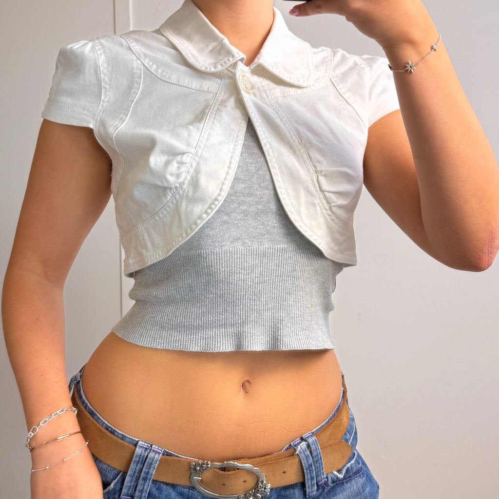 White bolero cropped jacket