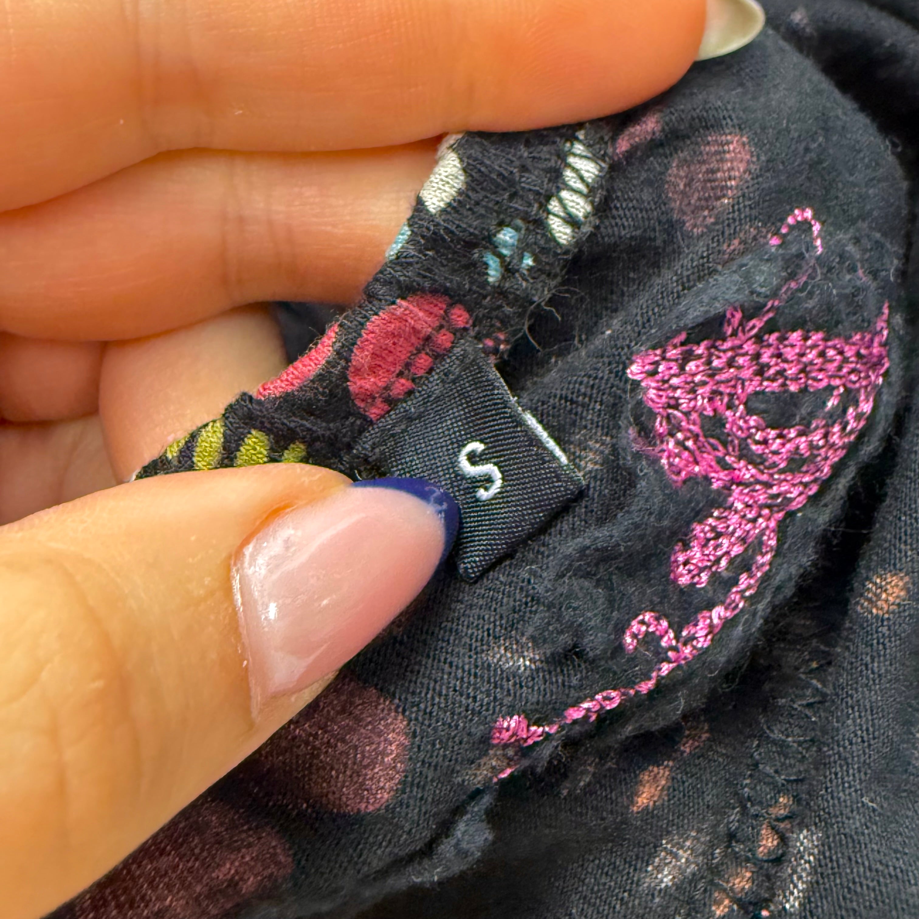 Black patterned and gem dress